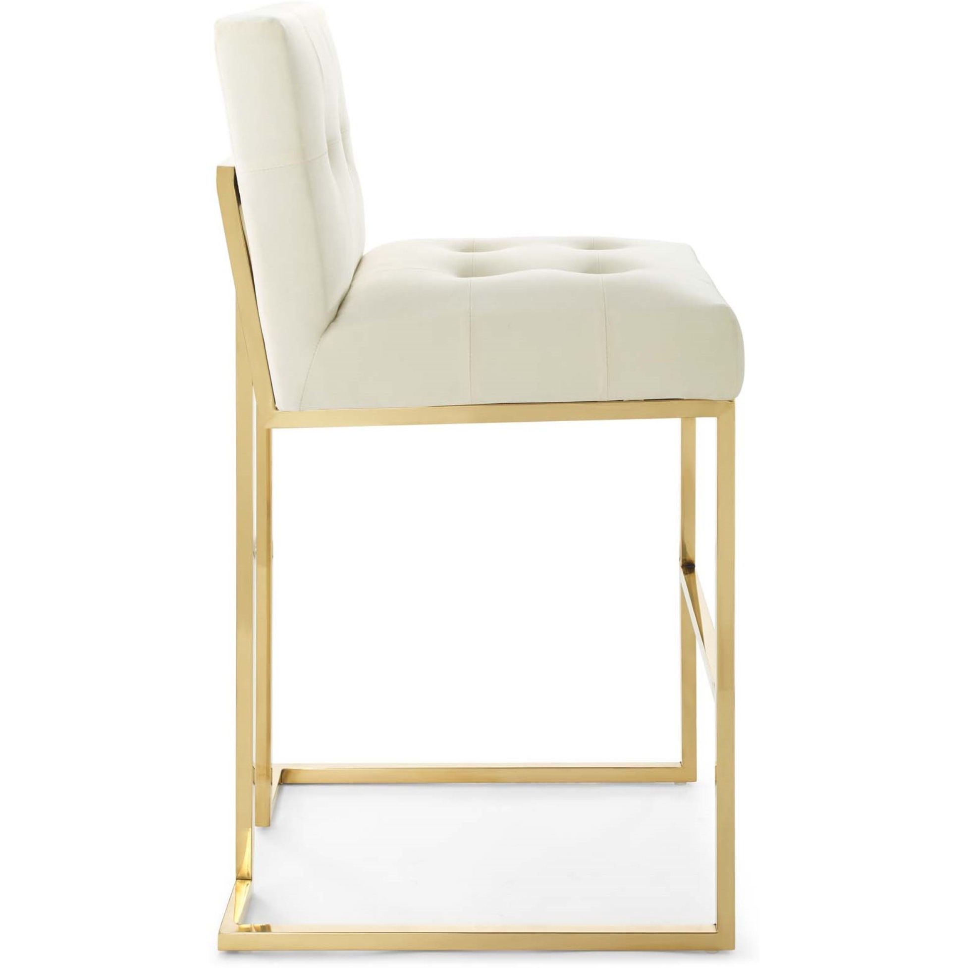 Privy Gold Stainless Steel Performance Velvet Bar Stool Gold Ivory