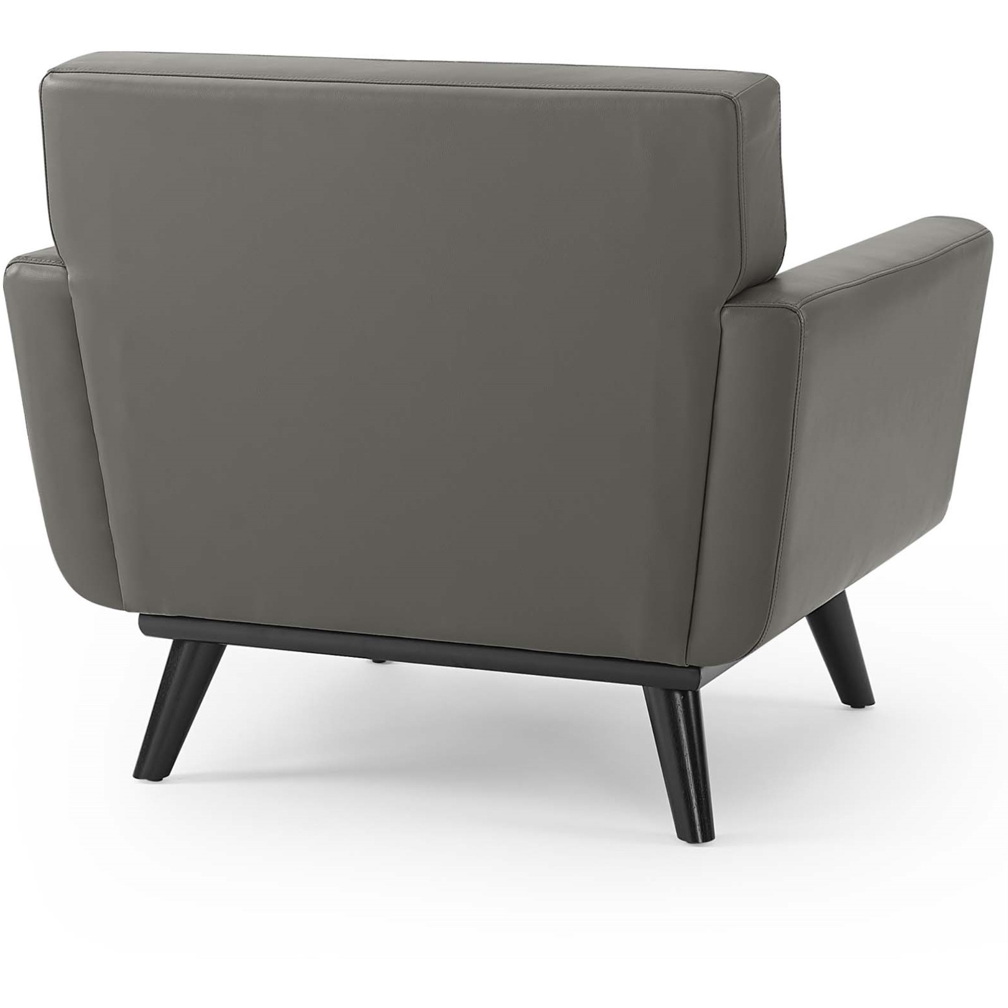 Engage Top-Grain Leather Living Room Lounge Accent Armchair Gray