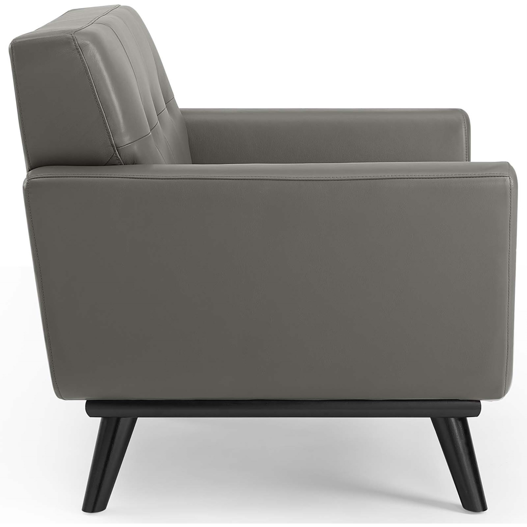 Engage Top-Grain Leather Living Room Lounge Accent Armchair Gray