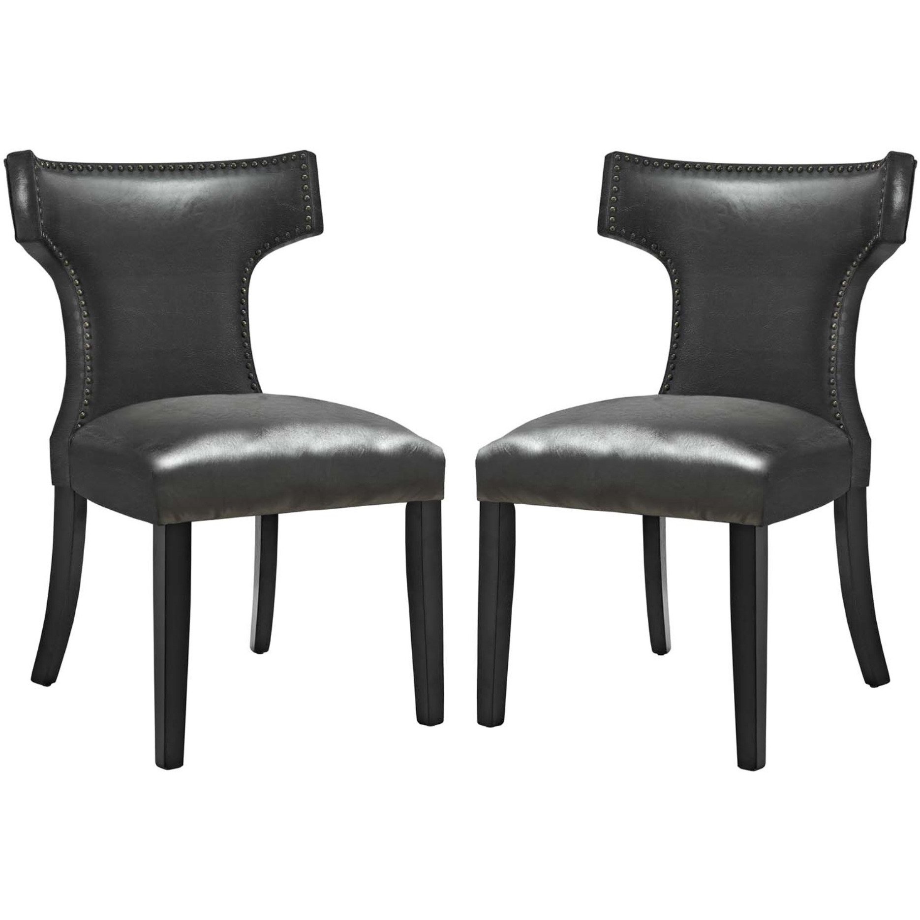 Curve Dining Chair Vinyl Set of 2 Black