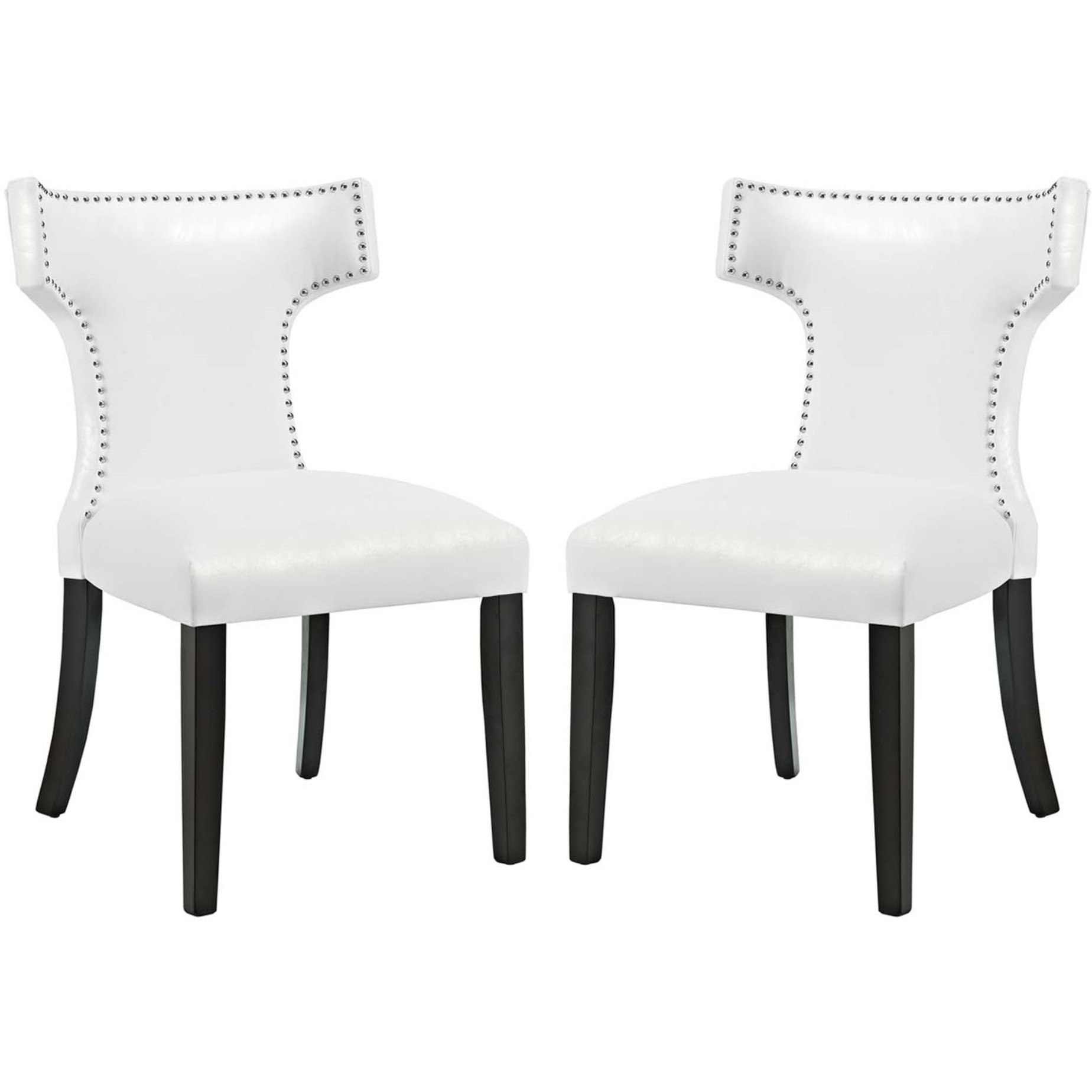 Curve Dining Chair Vinyl Set of 2 White