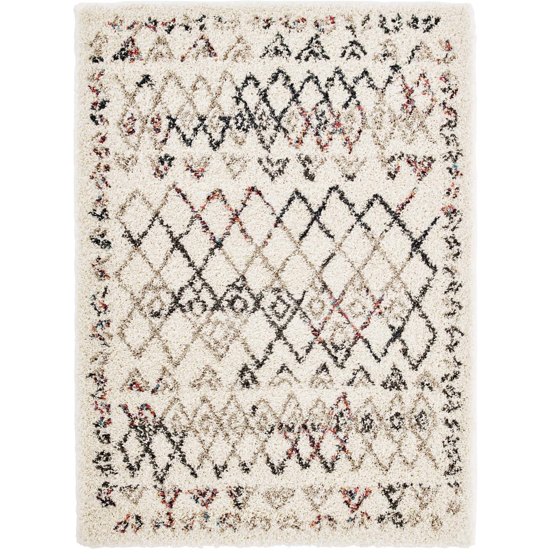 Skadi Rainbow Diamond 5x8 Shag Area Rug Multicolor