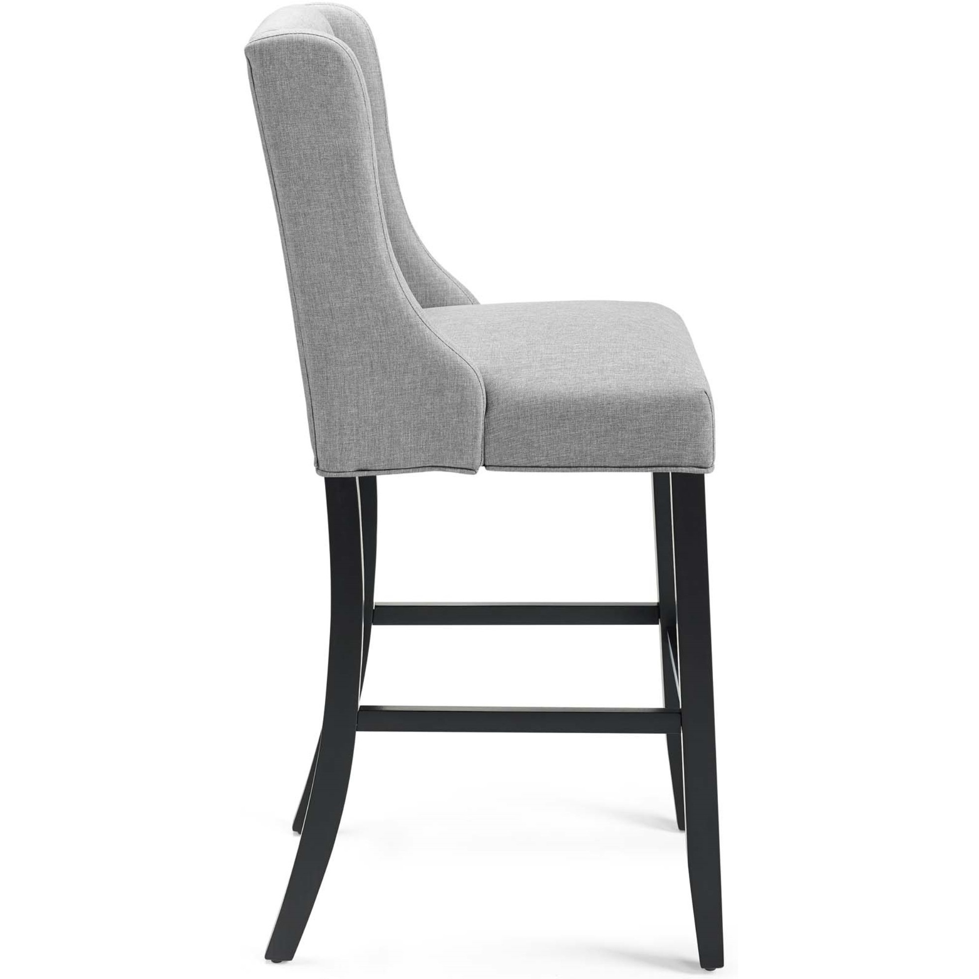Baronet Bar Stool Upholstered Fabric Set of 2 Light Gray