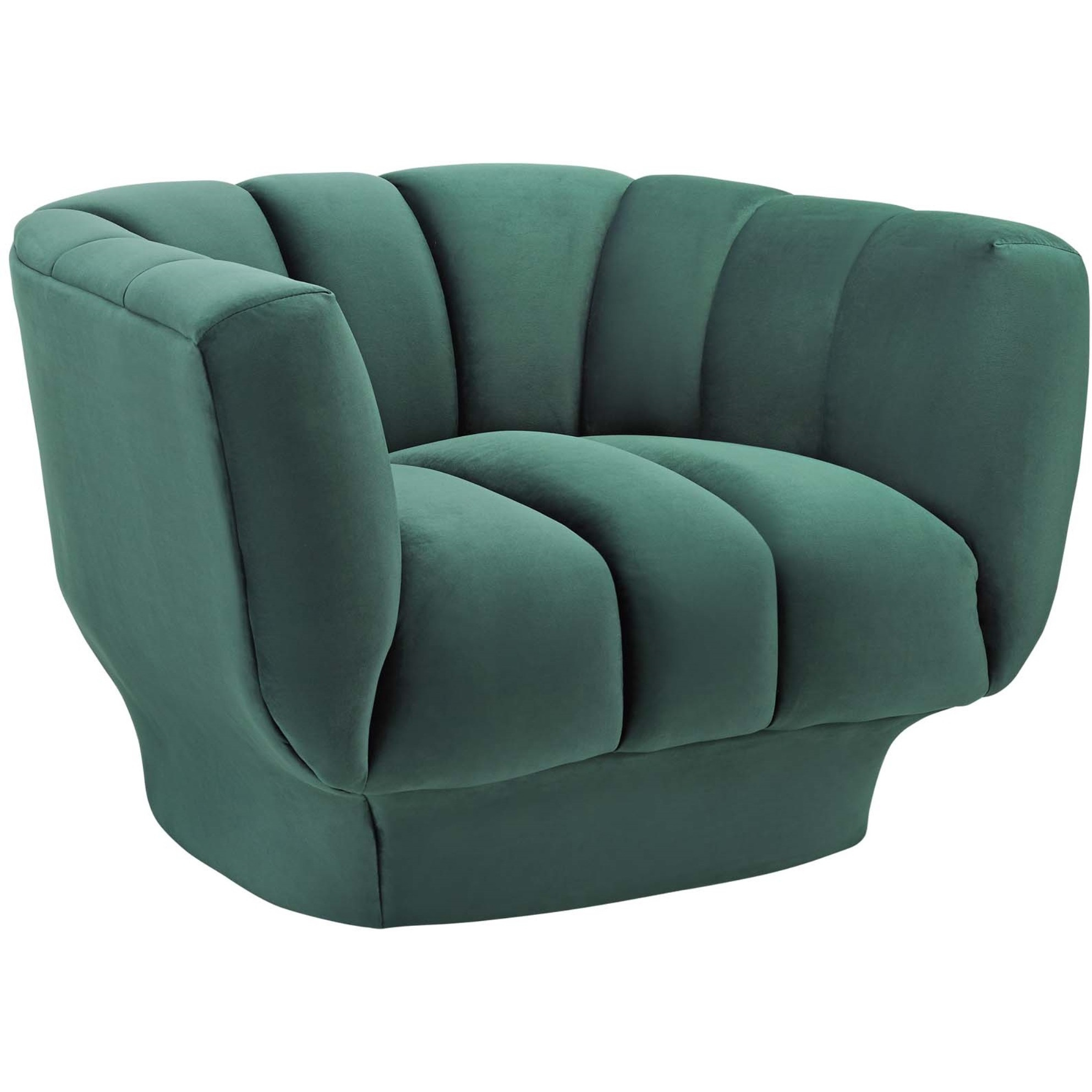 Entertain Vertical Channel Tufted Performance Velvet Armchair Set of 2 Green