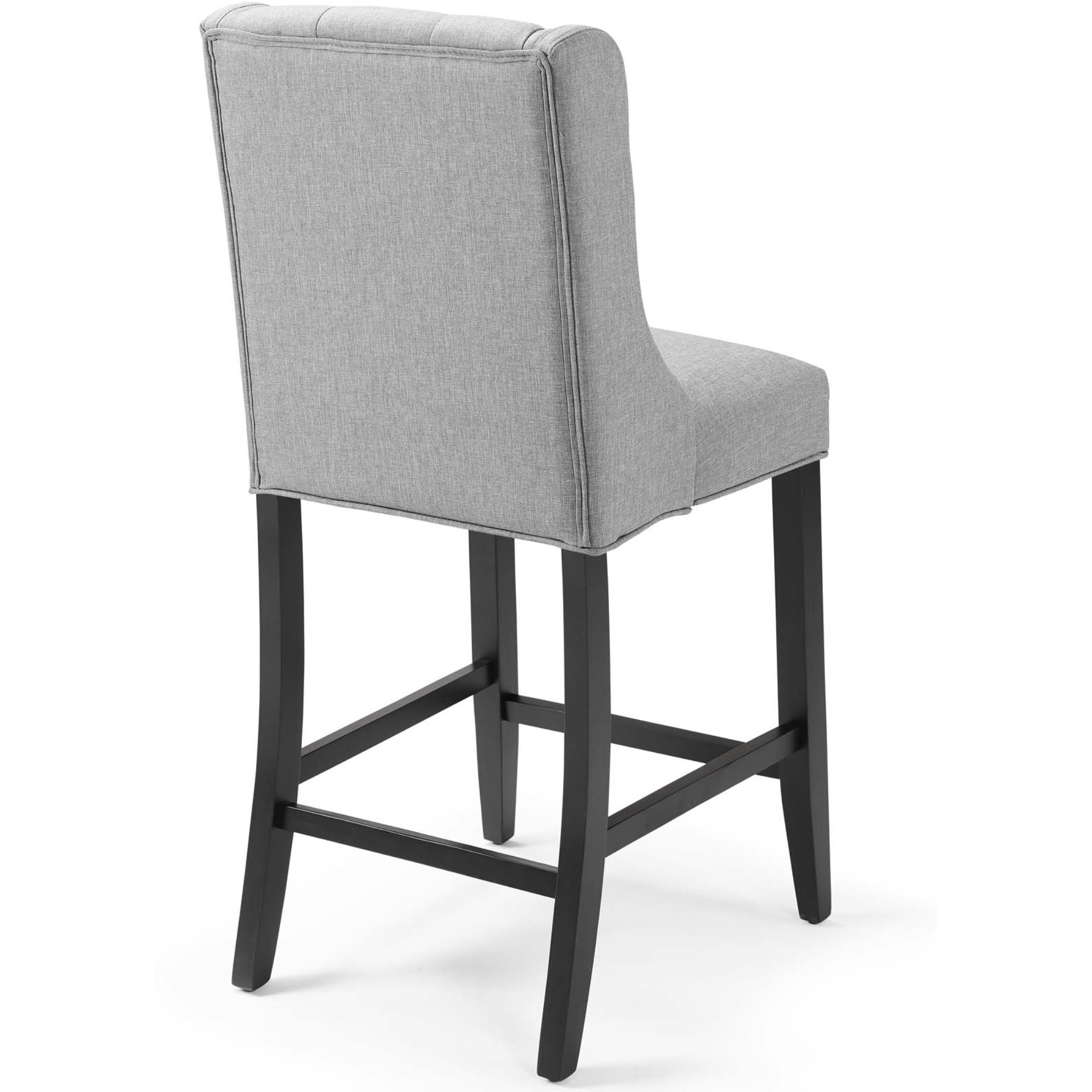 Baronet Tufted Button Upholstered Fabric Counter Stool Light Gray