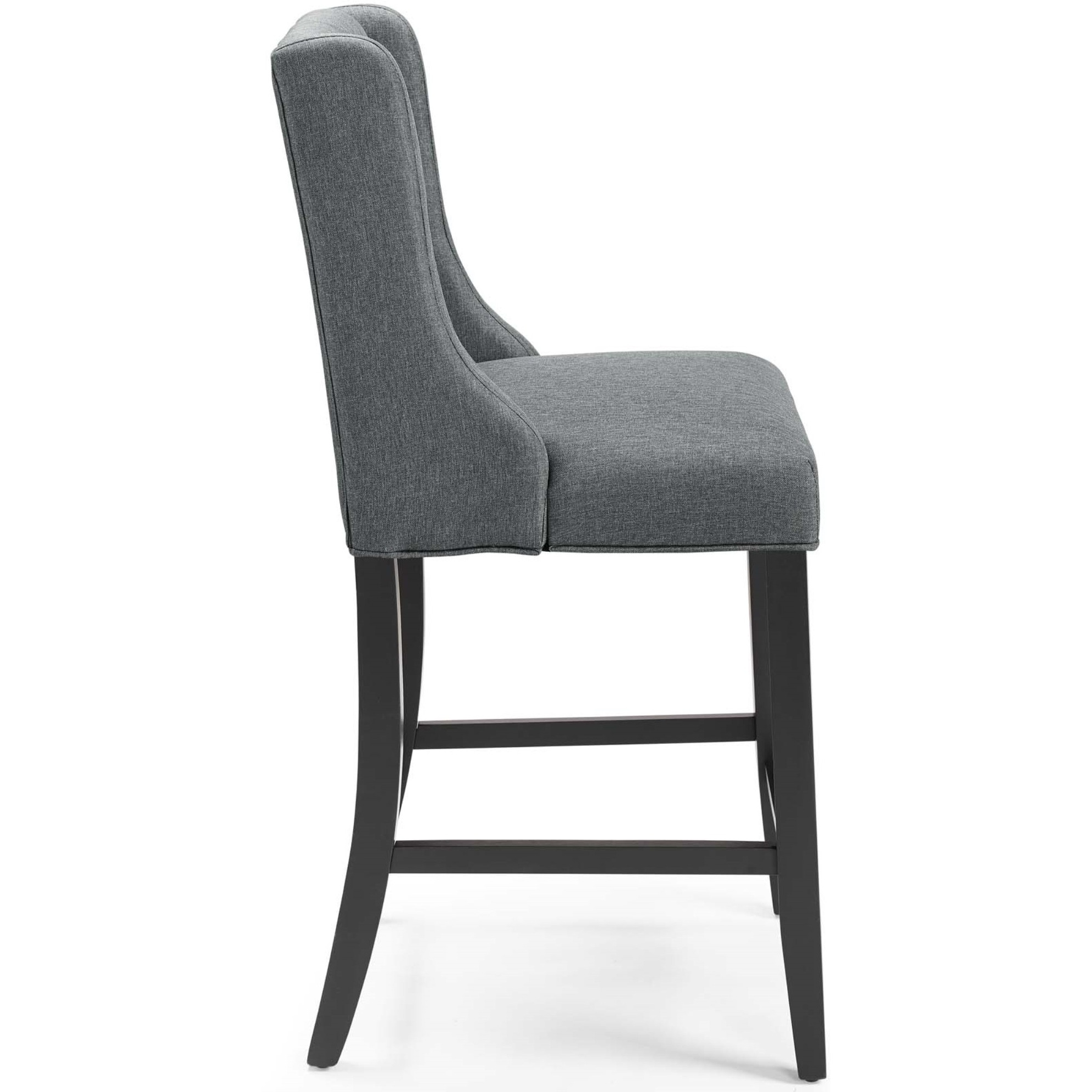 Baronet Counter Bar Stool Upholstered Fabric Set of 2 Gray