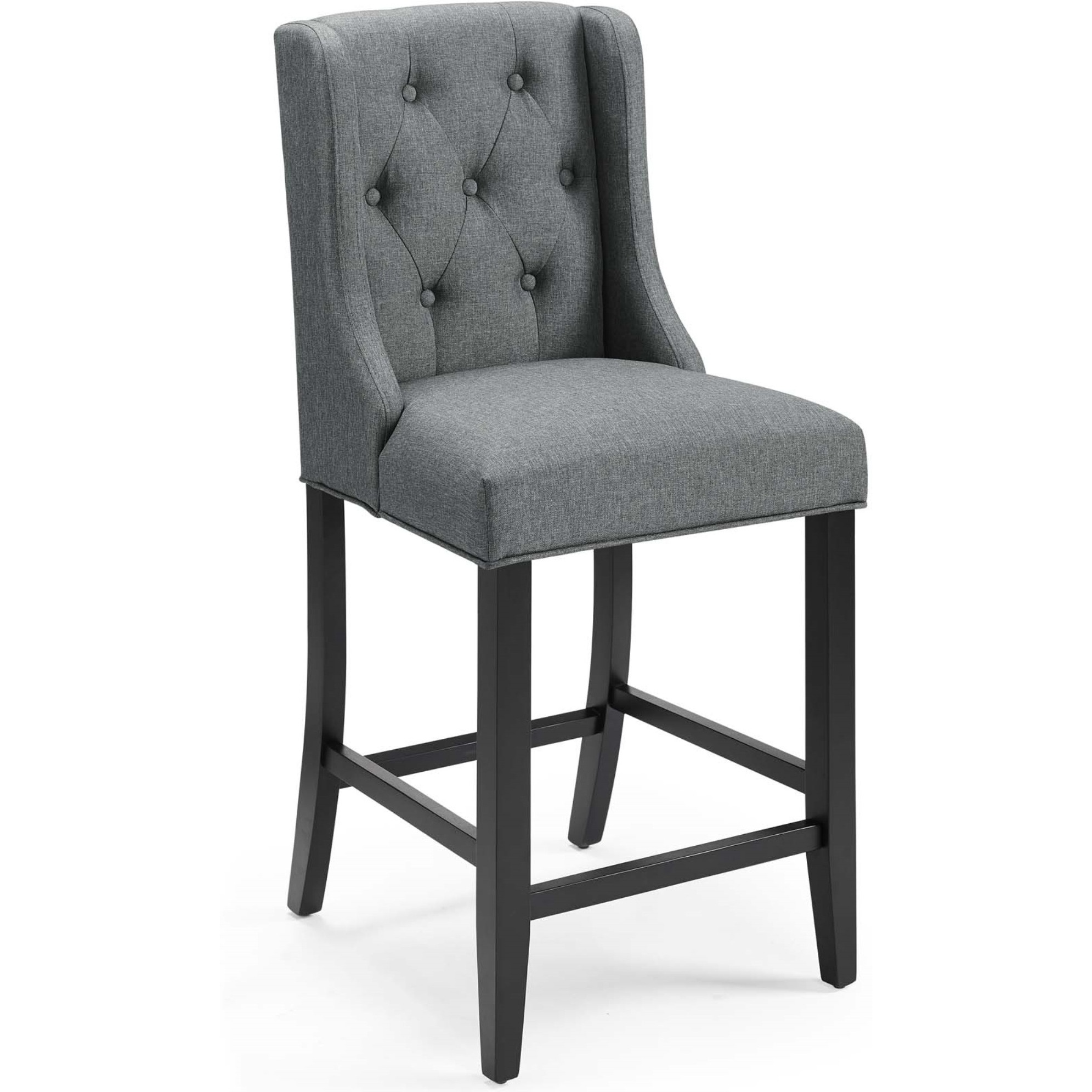 Baronet Counter Bar Stool Upholstered Fabric Set of 2 Gray