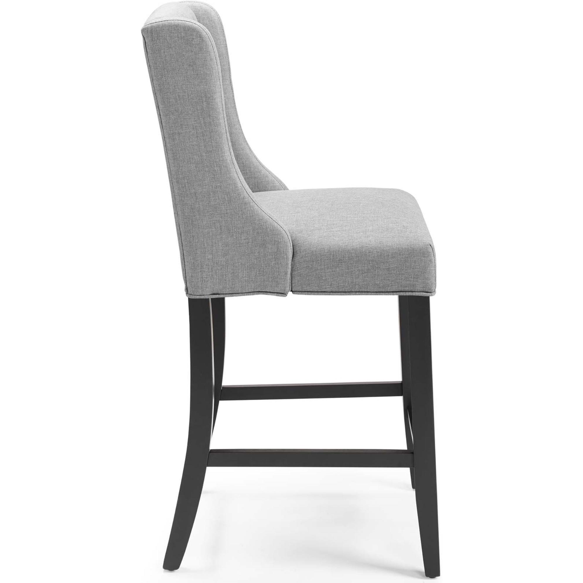 Baronet Counter Bar Stool Upholstered Fabric Set of 2 Light Gray