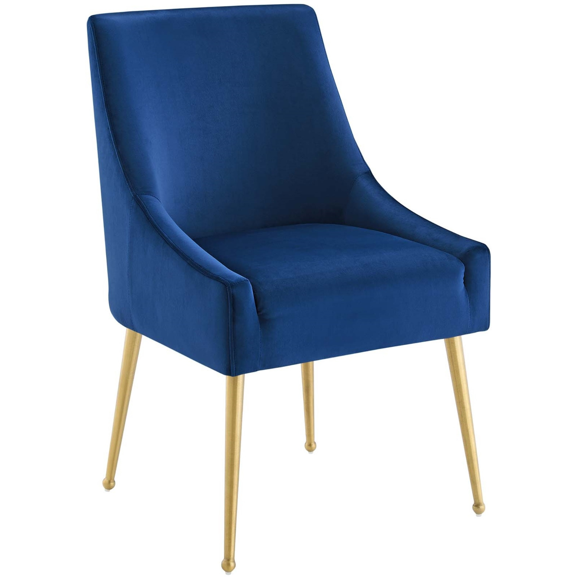 Discern Upholstered Performance Velvet Dining Chair Set of 2 Navy