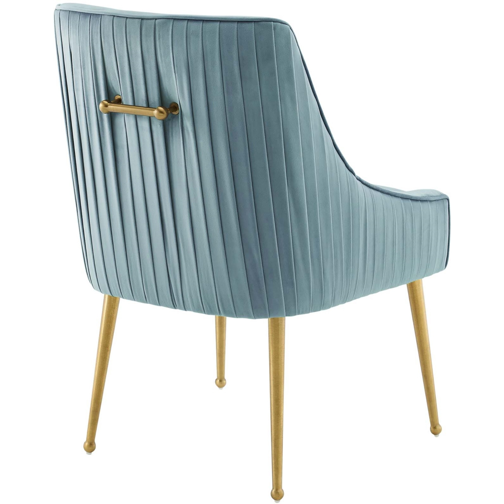 Discern Pleated Back Upholstered Performance Velvet Dining Chair Set of 2 Light Blue