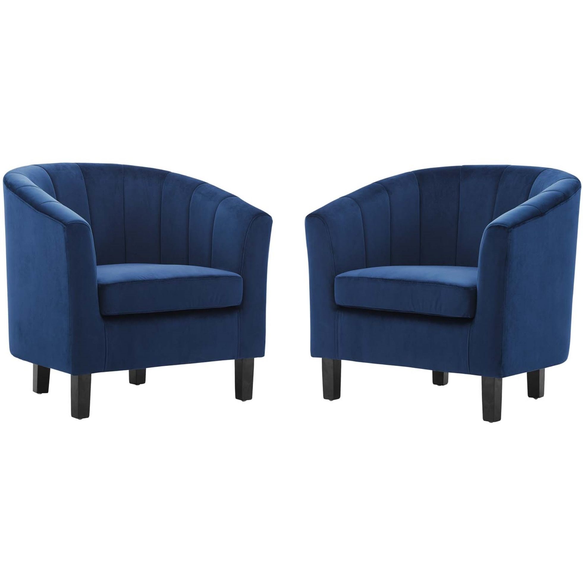 Prospect Channel Tufted Performance Velvet Armchair Set of 2 Navy