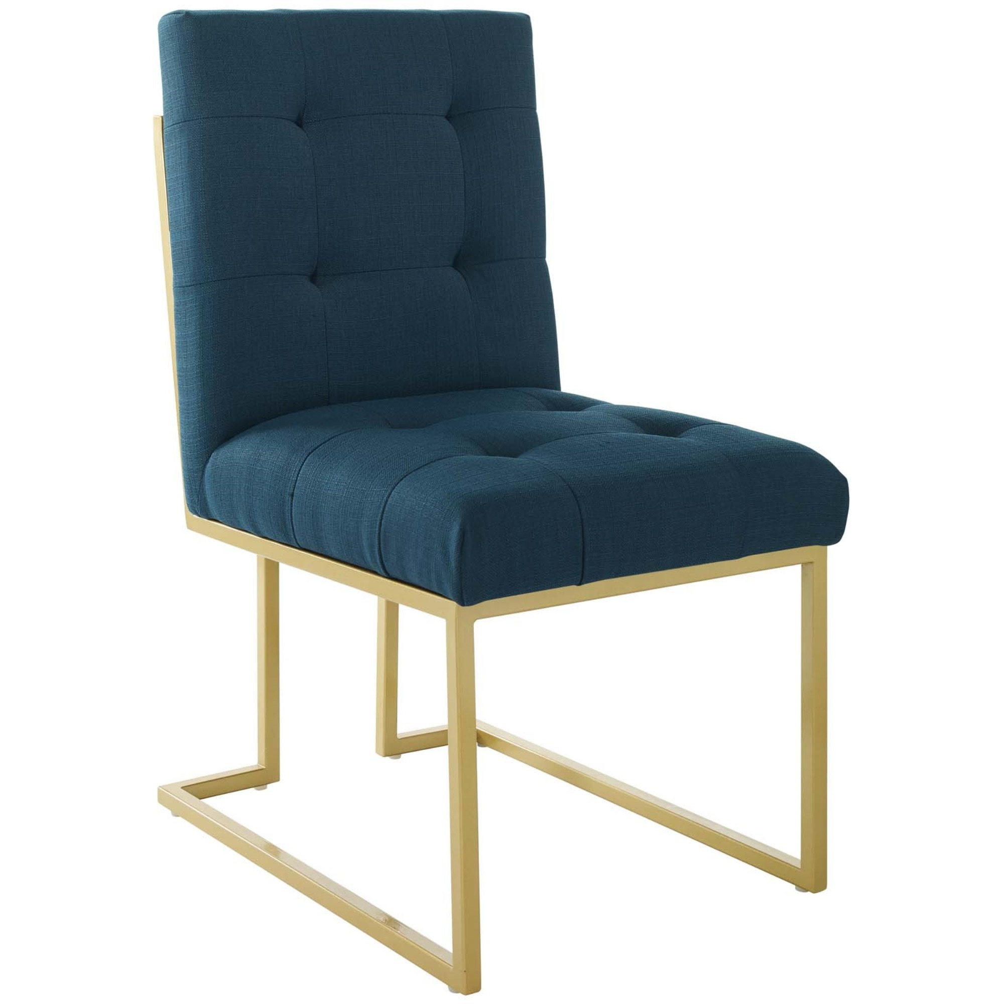 Privy Gold Stainless Steel Upholstered Fabric Dining Accent Chair Set of 2 Gold Azure
