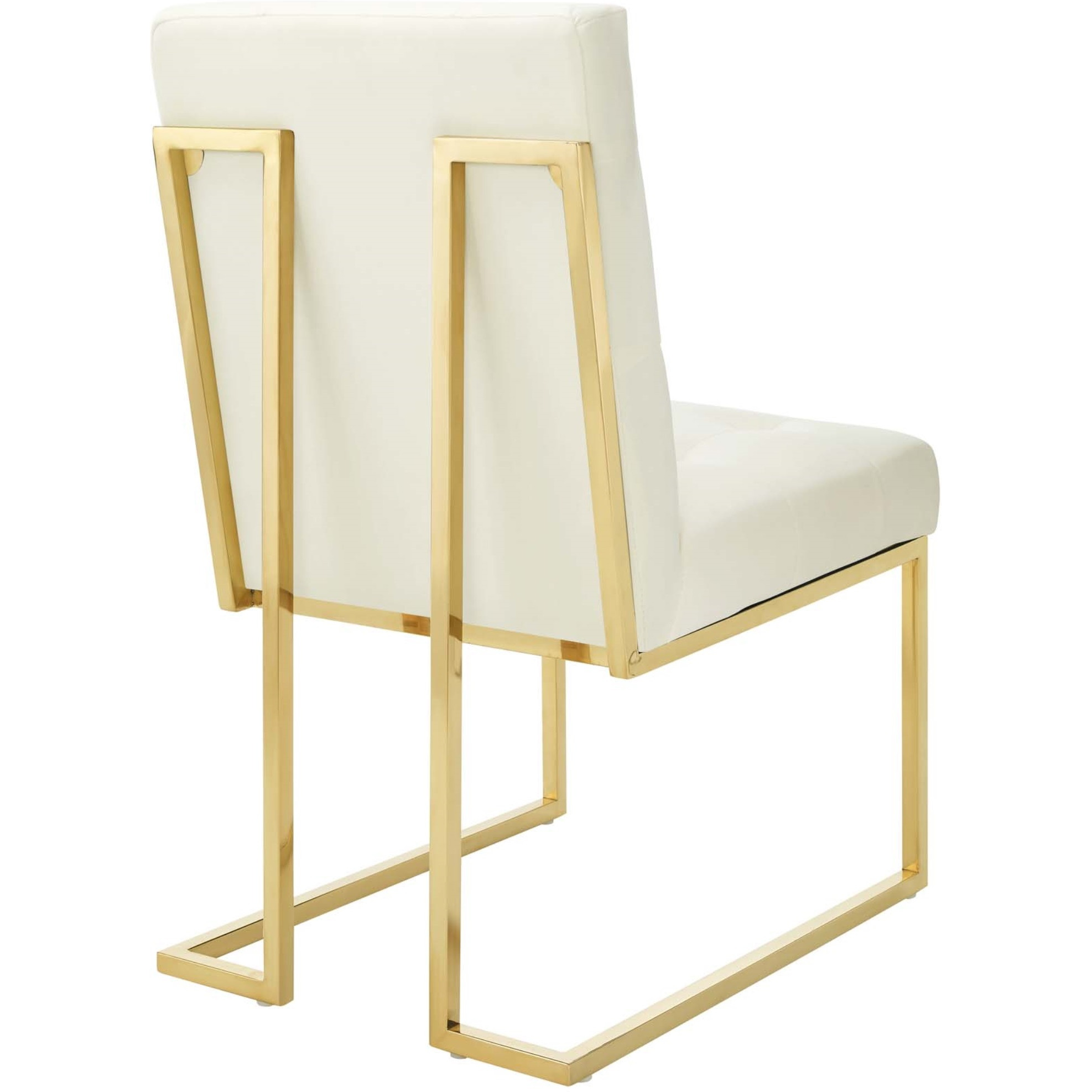Privy Gold Stainless Steel Performance Velvet Dining Chair Set of 2 Gold Ivory