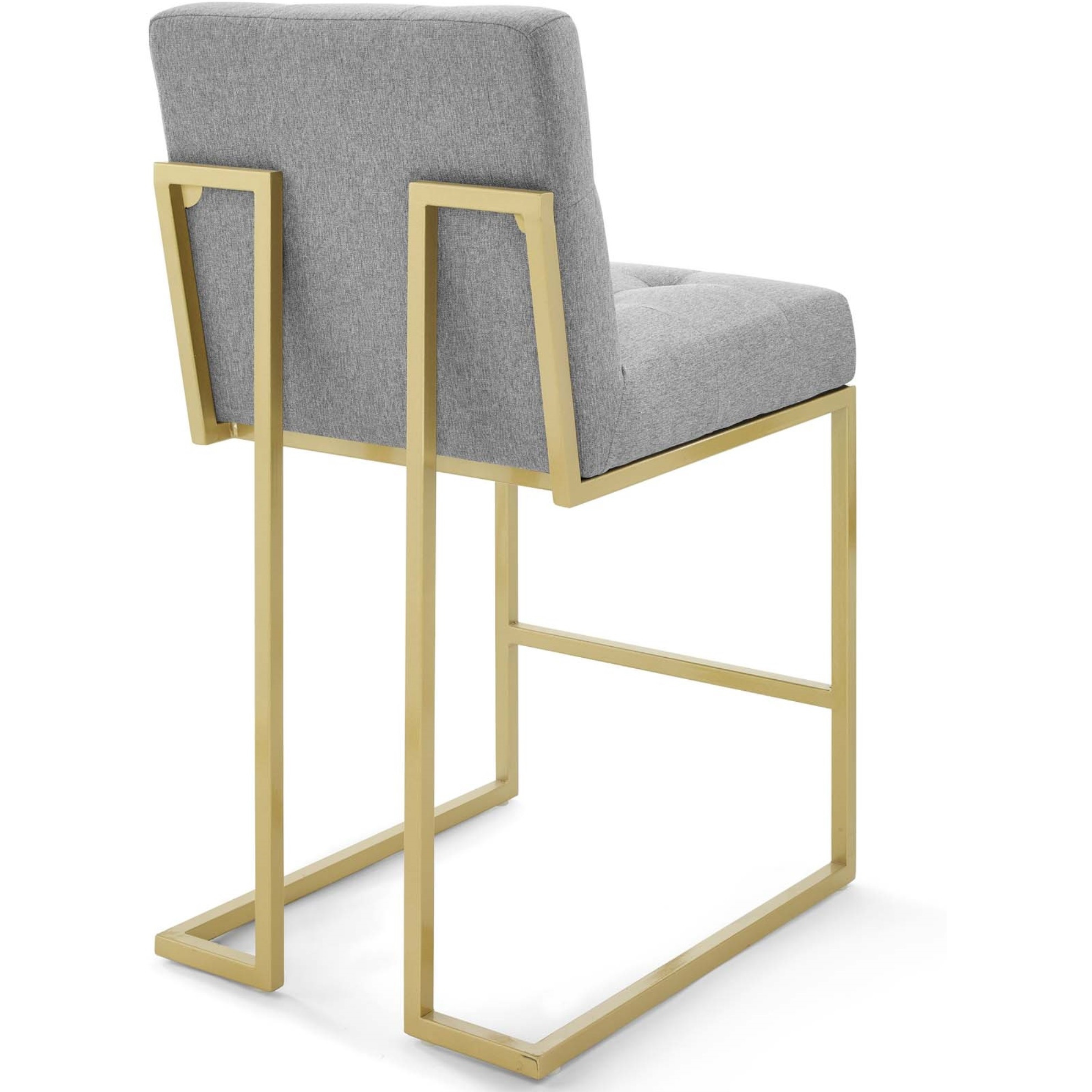 Privy Gold Stainless Steel Upholstered Fabric Counter Stool Set of 2 Gold Light Gray