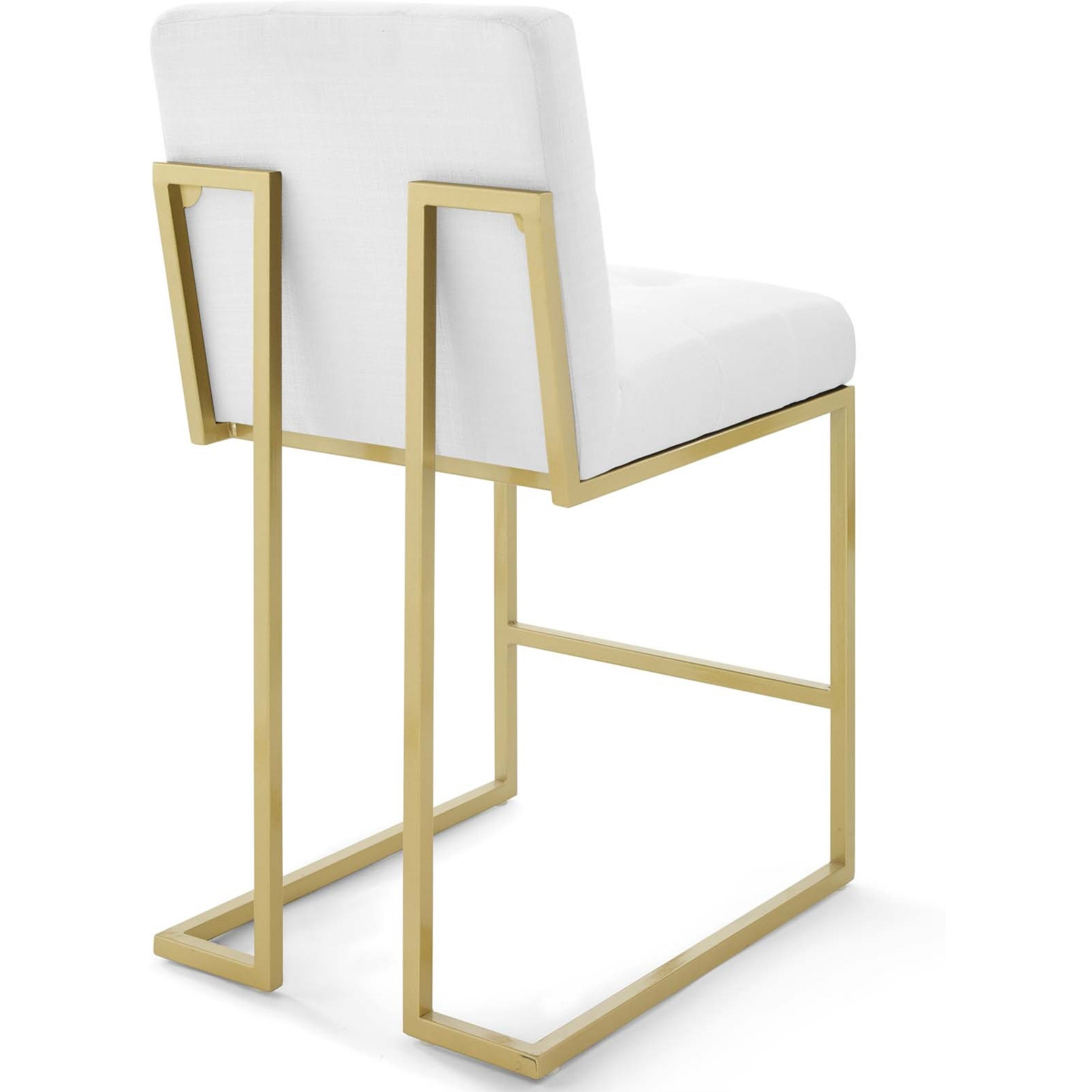 Privy Gold Stainless Steel Upholstered Fabric Counter Stool Set of 2 Gold White
