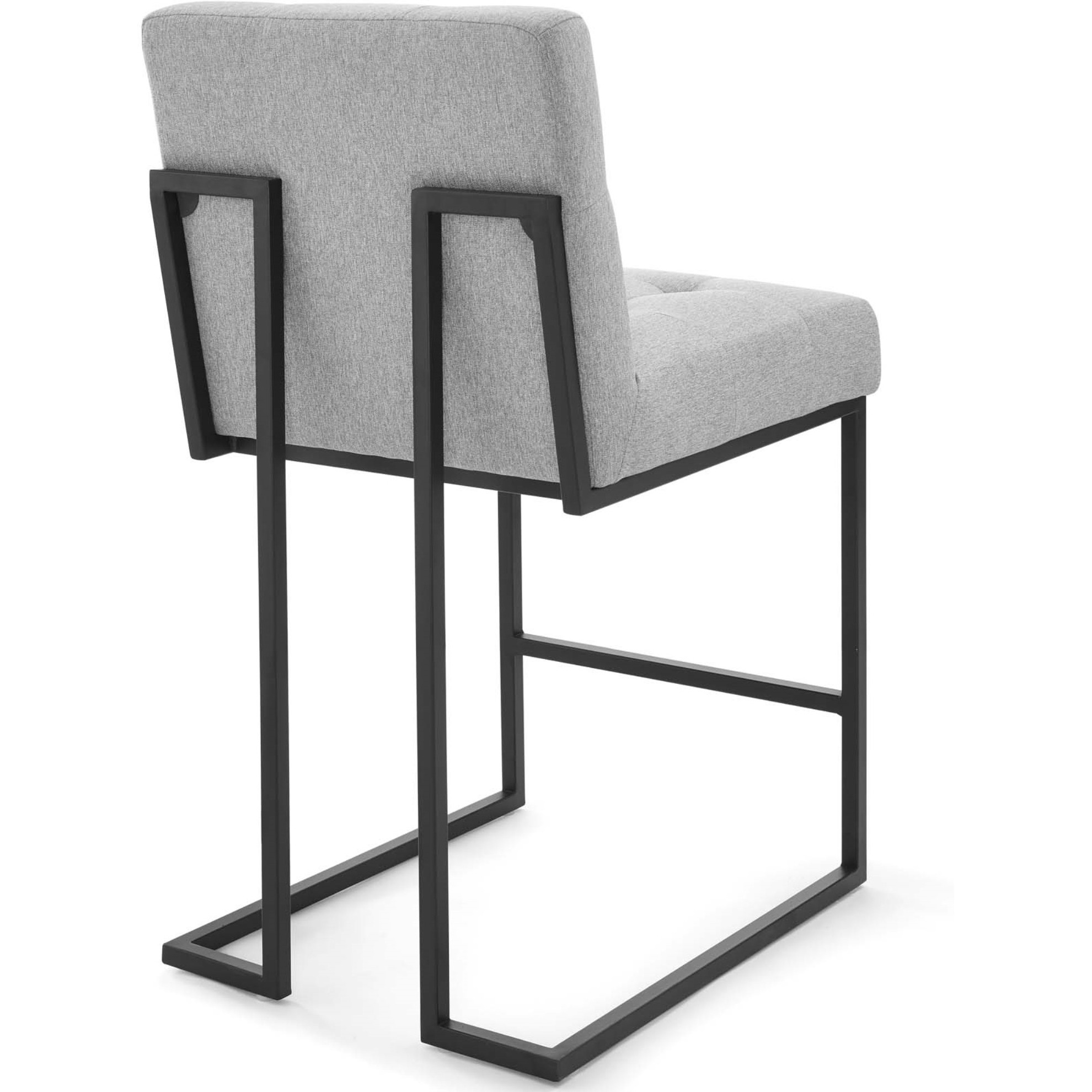 Privy Black Stainless Steel Upholstered Fabric Counter Stool Set of 2 Black Light Gray