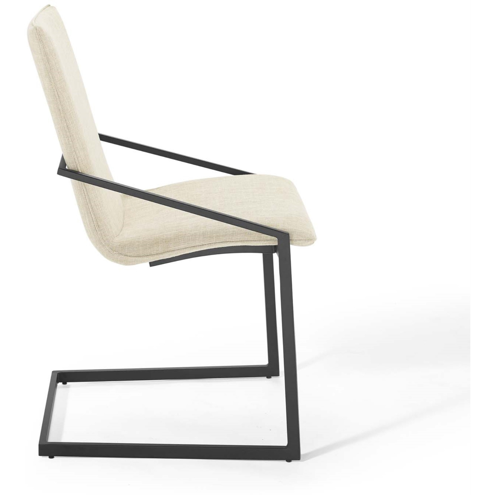 Pitch Upholstered Fabric Dining Armchair Black Beige