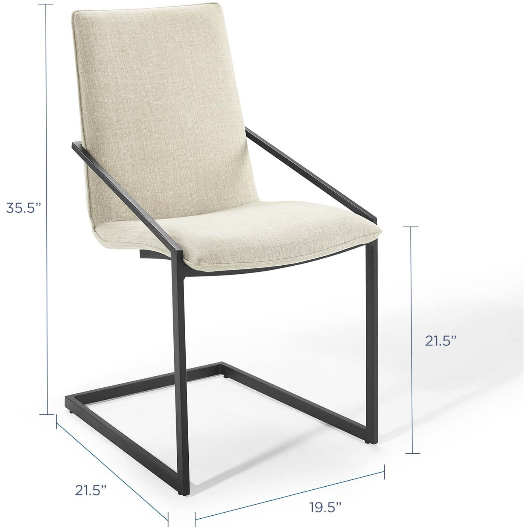 Pitch Upholstered Fabric Dining Armchair Black Beige