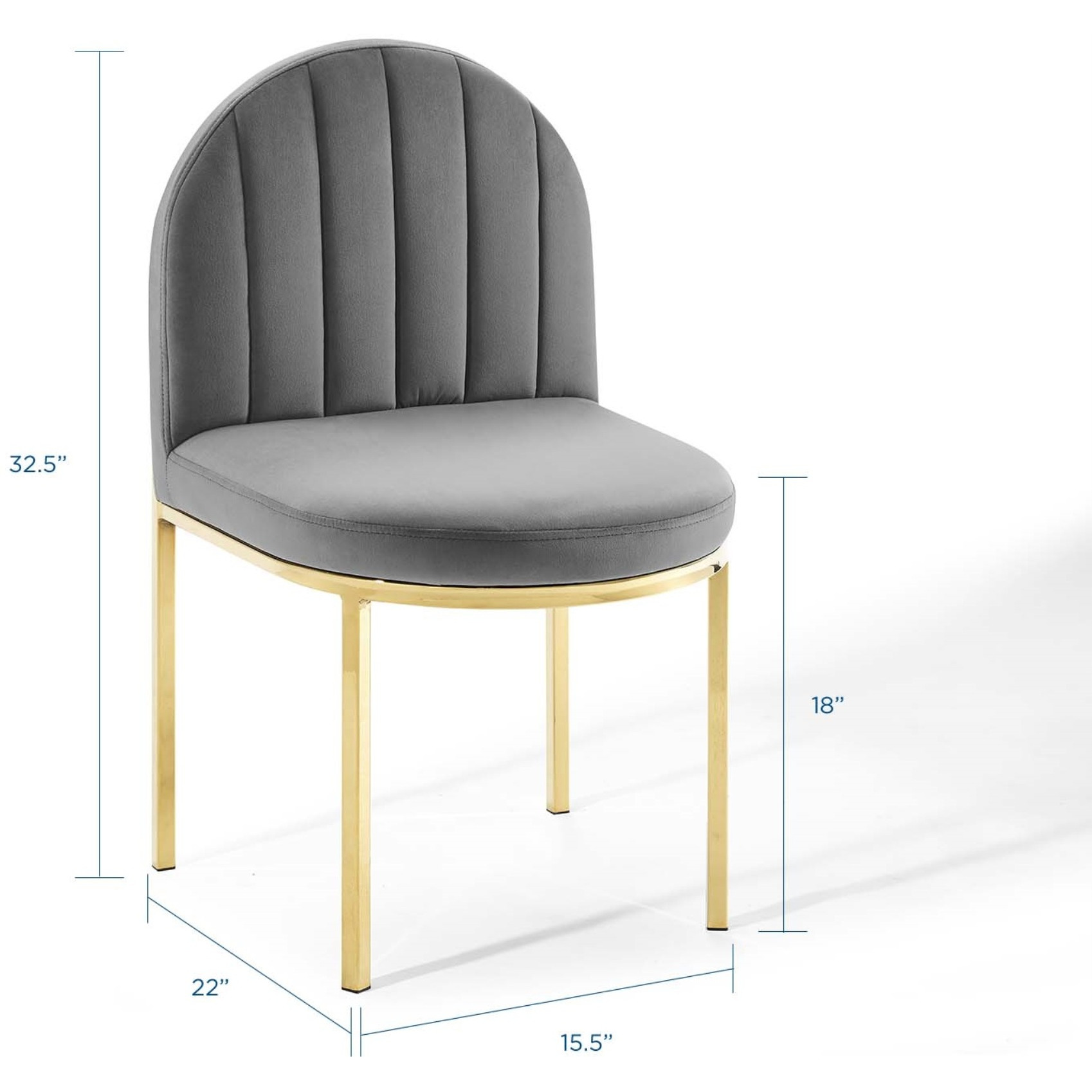 Isla Channel Tufted Performance Velvet Dining Side Chair Gold Gray