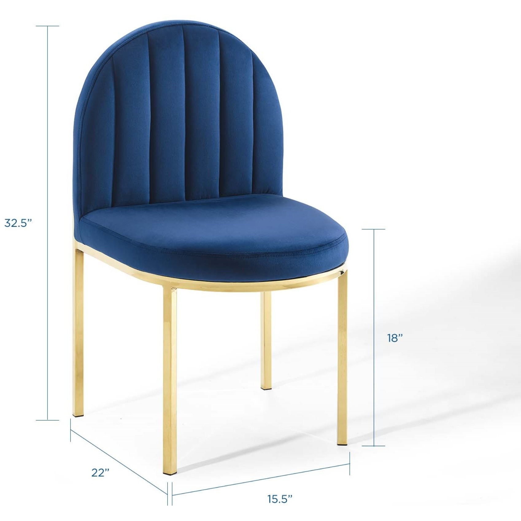 Isla Channel Tufted Performance Velvet Dining Side Chair Gold Navy