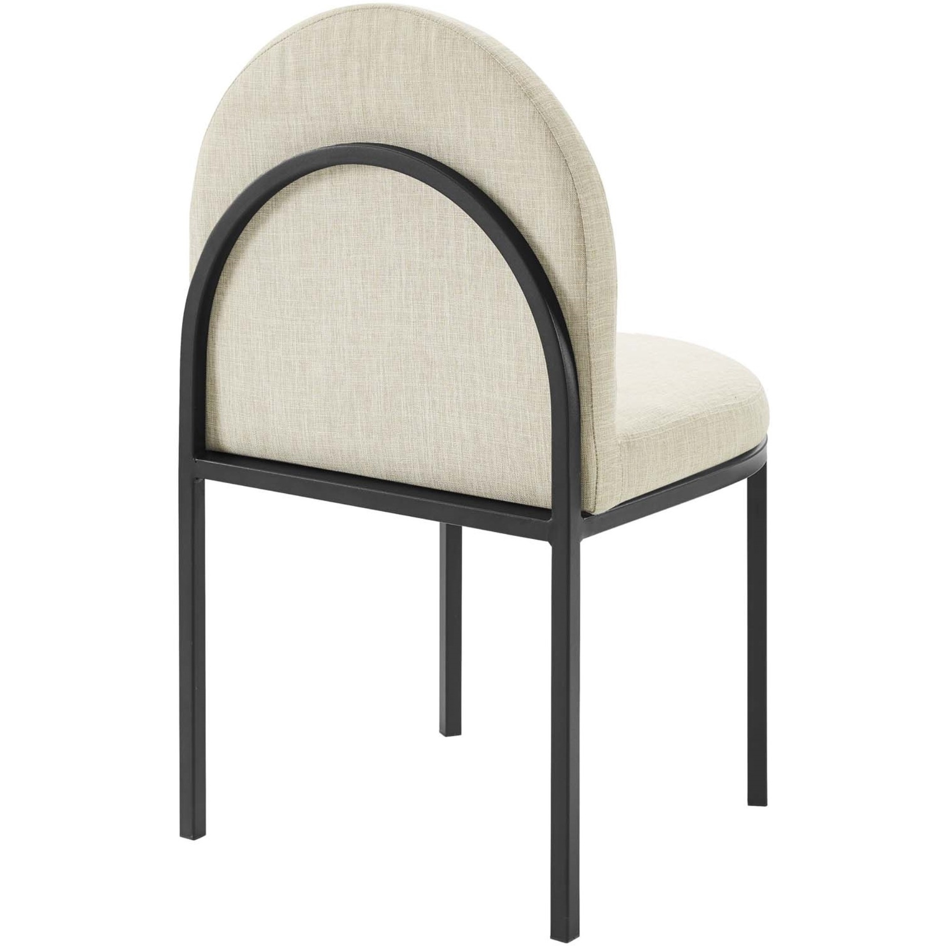 Isla Channel Tufted Upholstered Fabric Dining Side Chair Black Beige