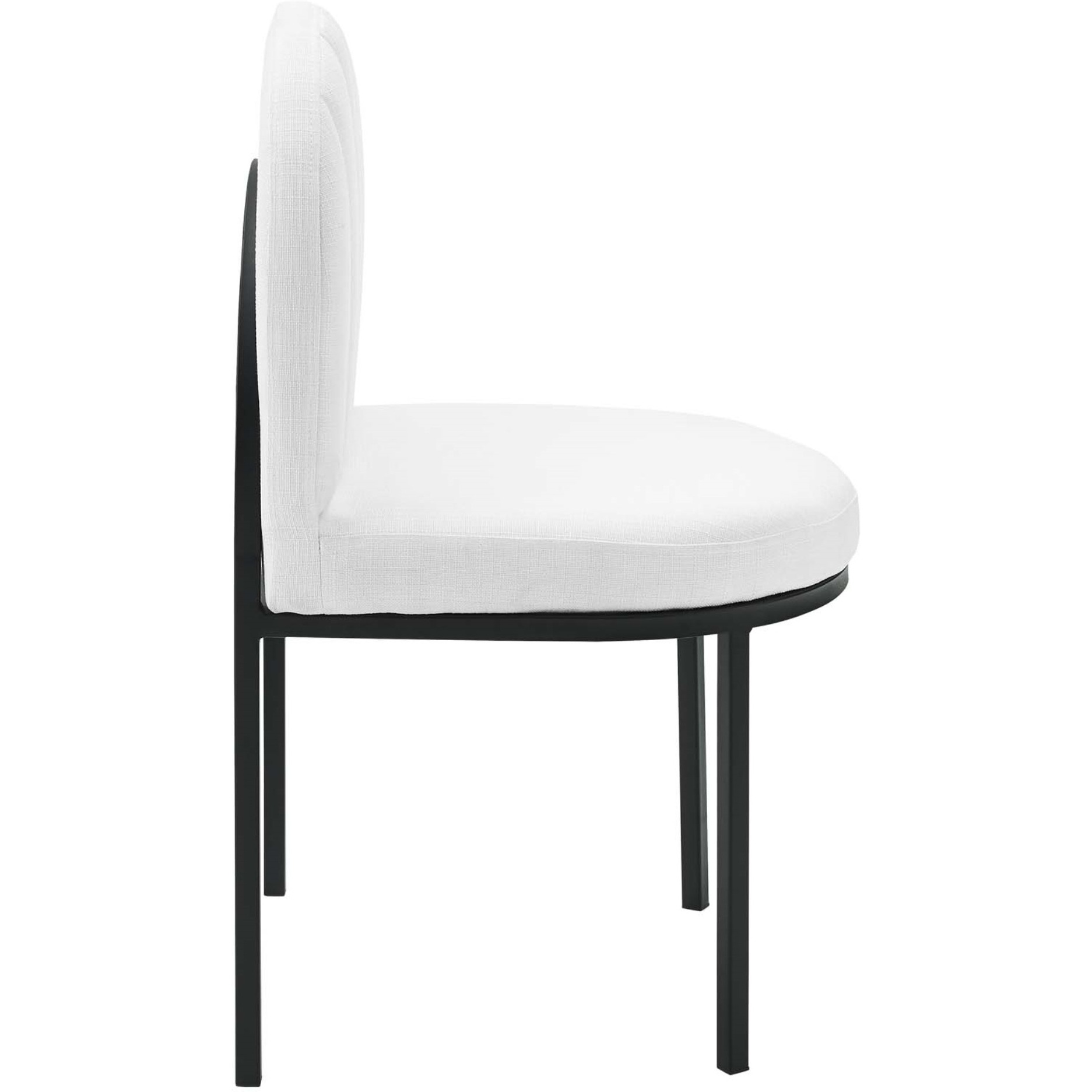 Isla Channel Tufted Upholstered Fabric Dining Side Chair Black White