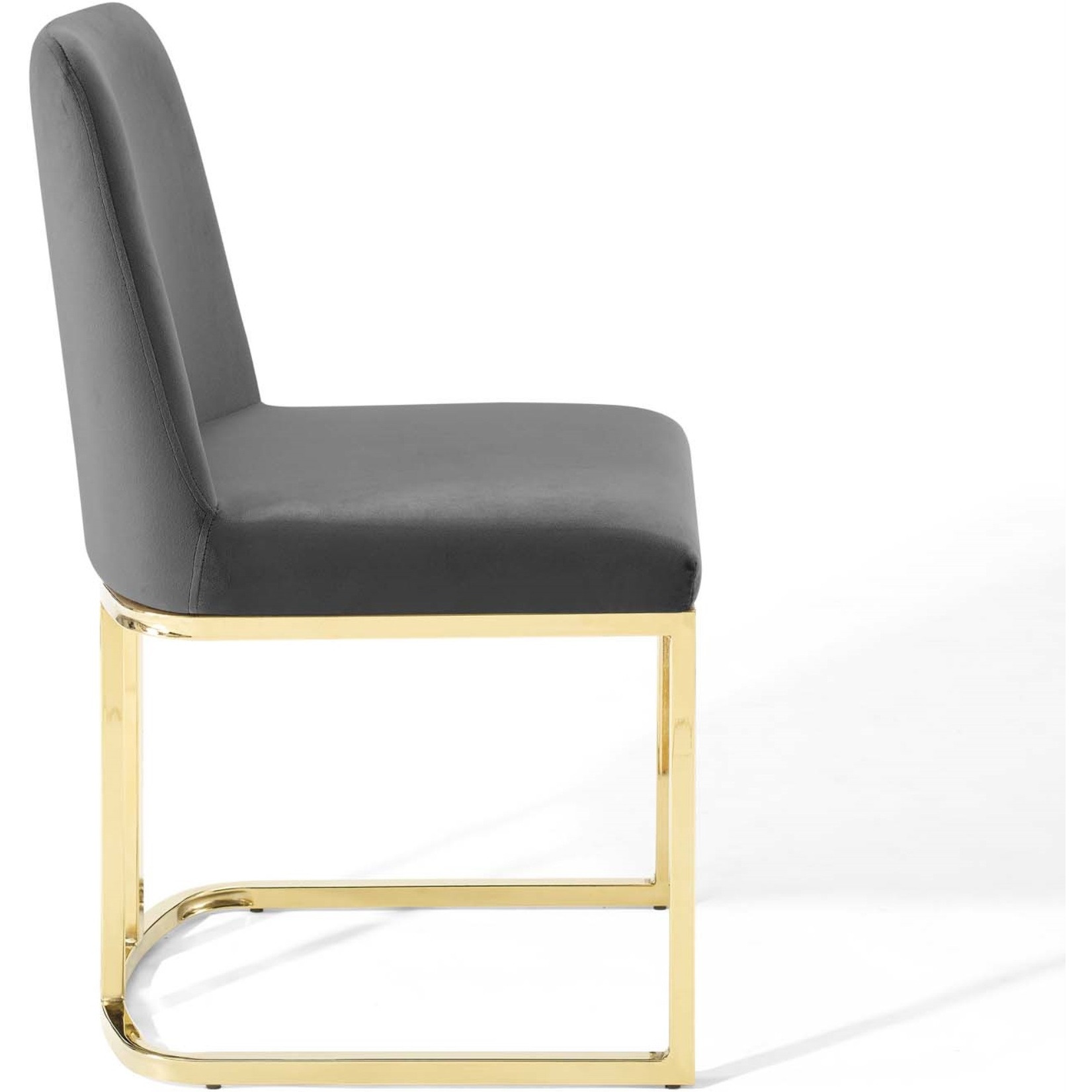 Amplify Sled Base Performance Velvet Dining Side Chair Gold Gray