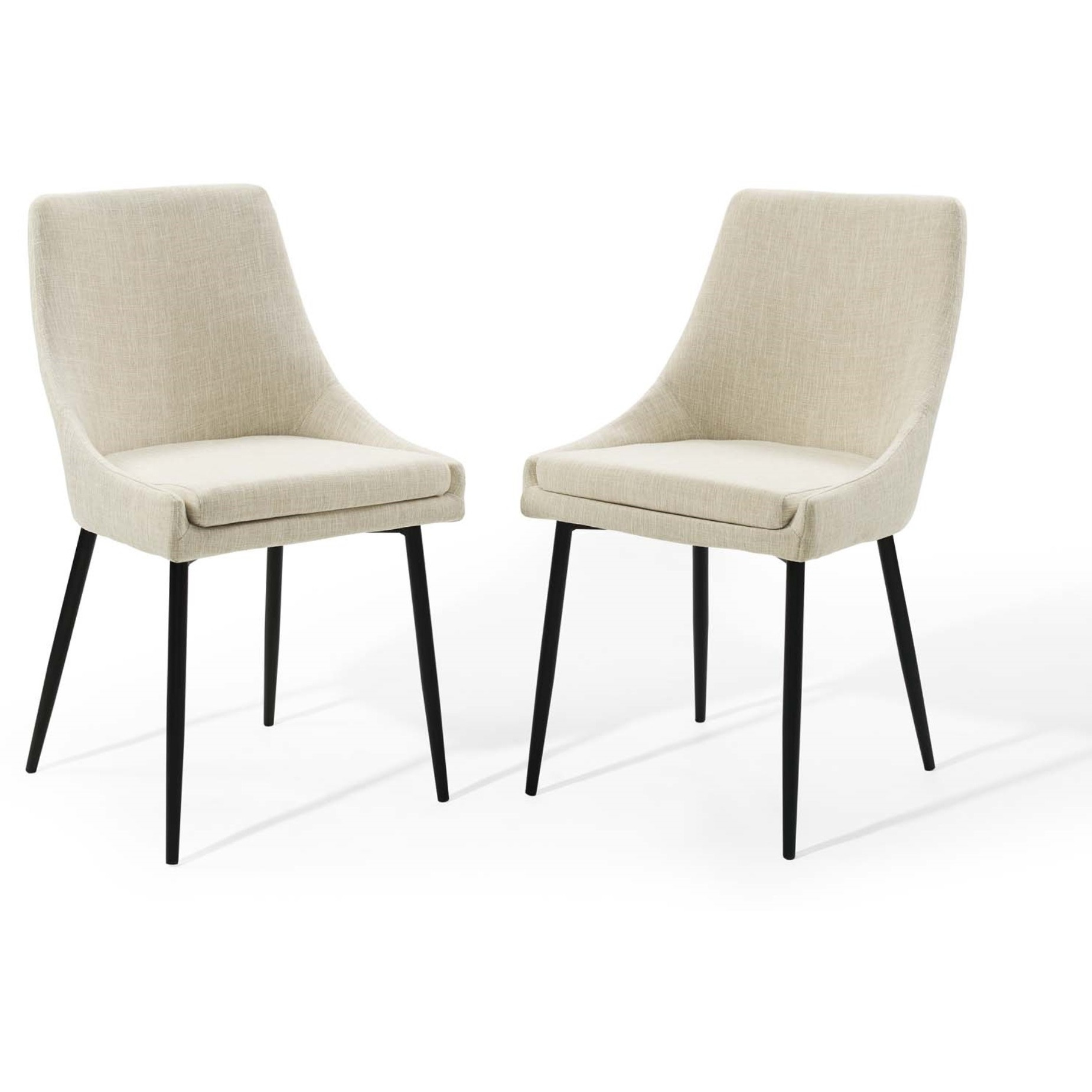 Viscount Upholstered Fabric Dining Chairs - Set of 2 Black Beige