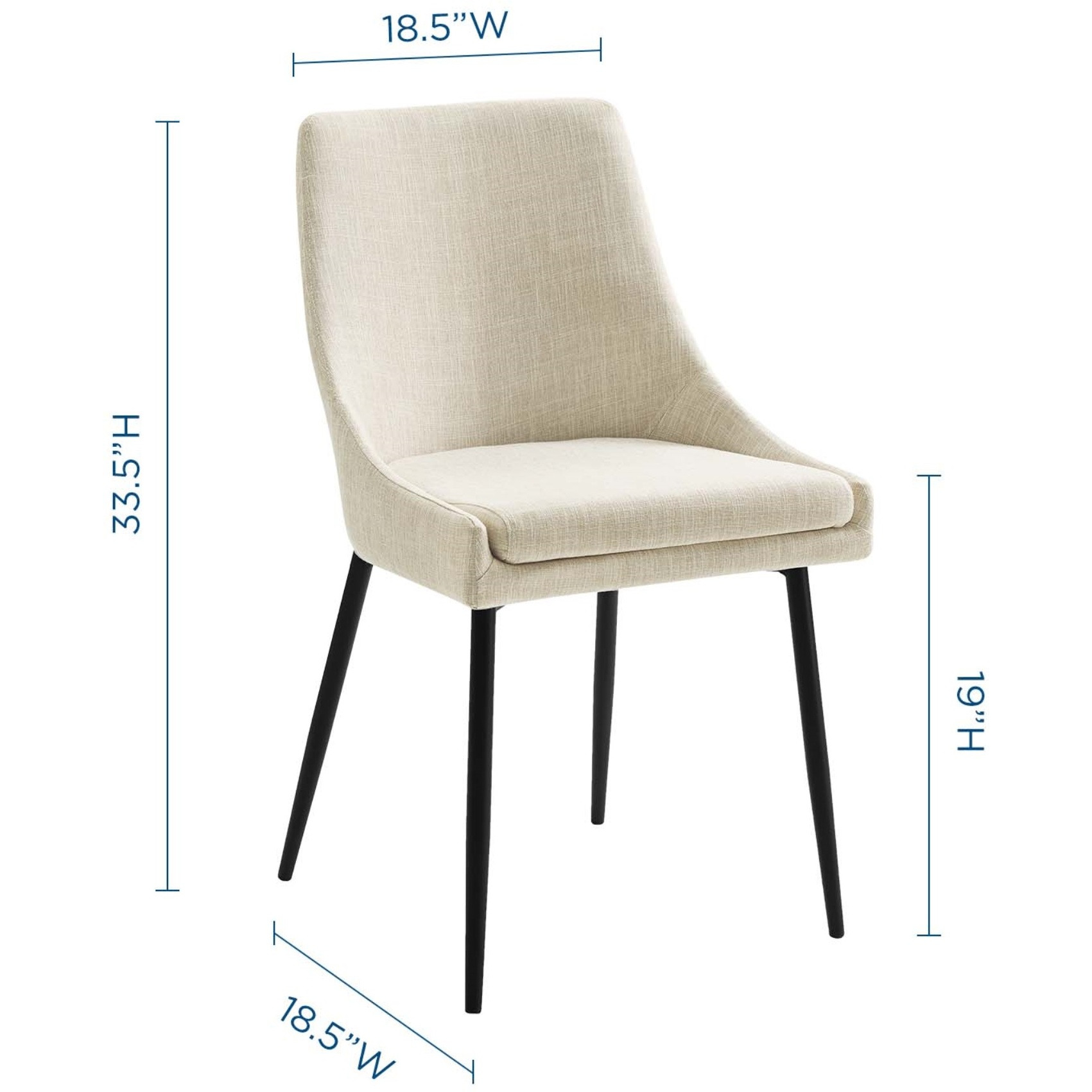 Viscount Upholstered Fabric Dining Chairs - Set of 2 Black Beige