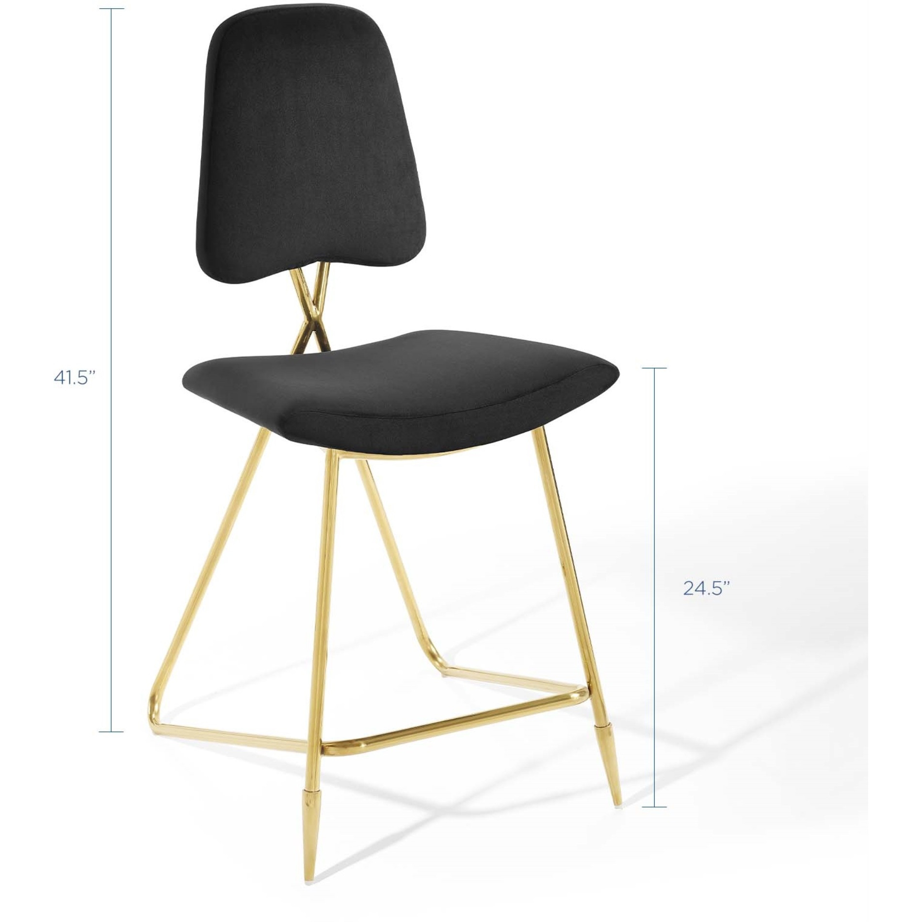 Ponder Performance Velvet Counter Stool Black