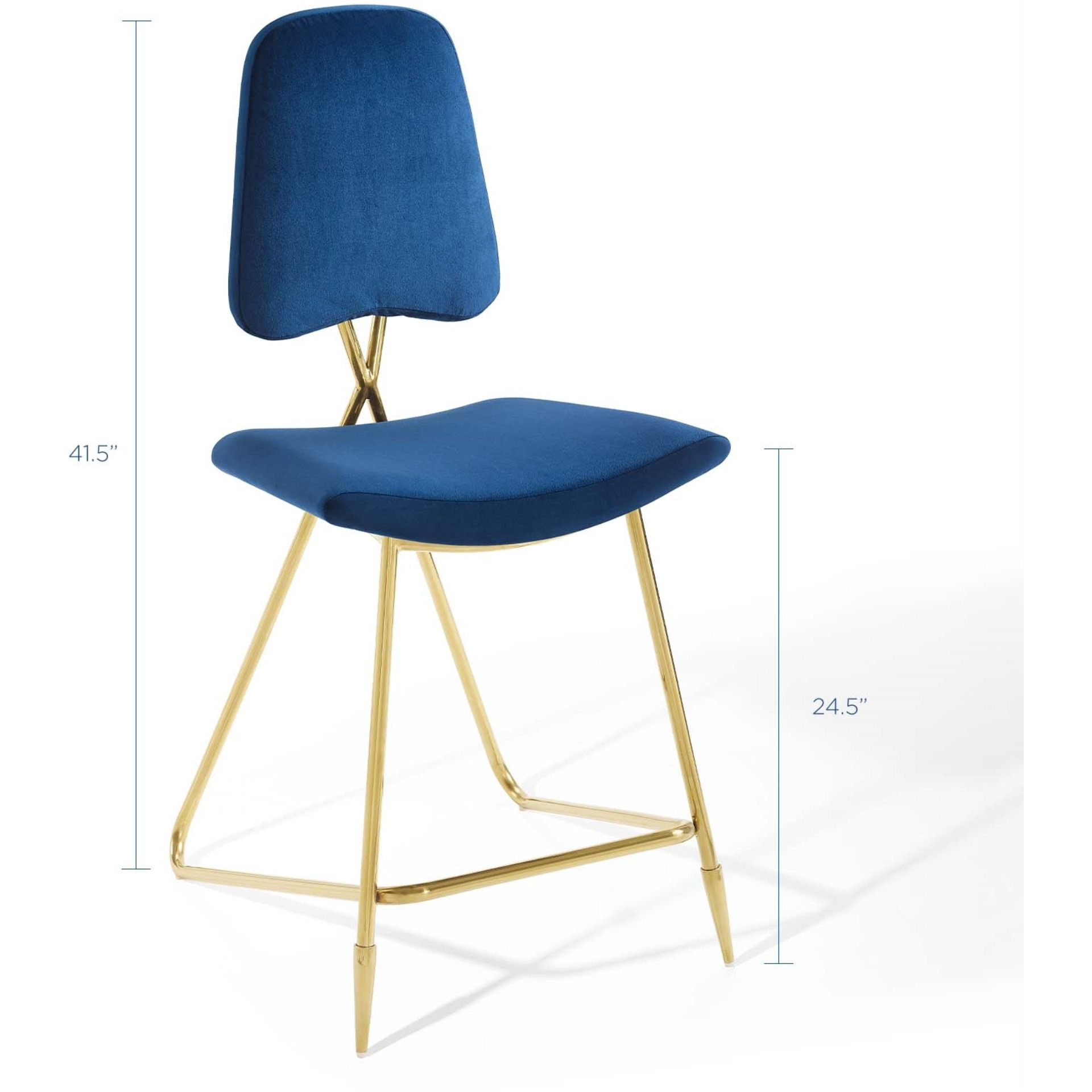 Ponder Performance Velvet Counter Stool Navy