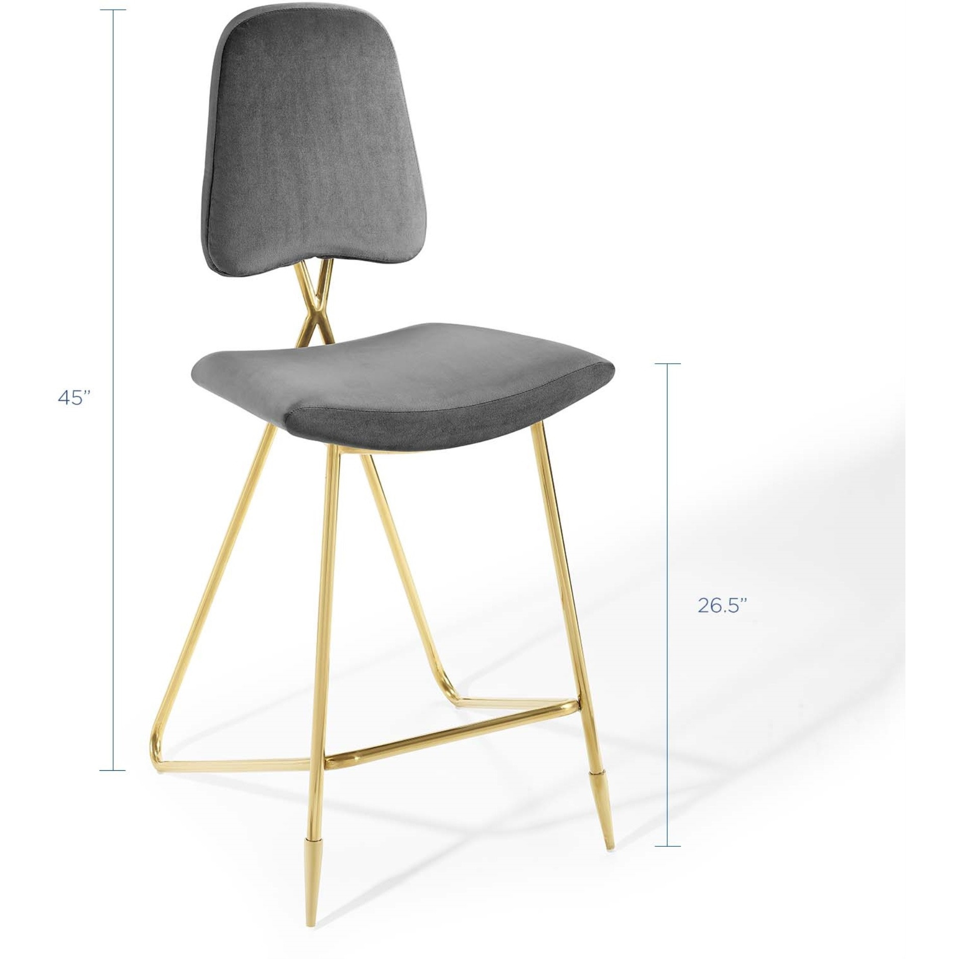 Ponder Performance Velvet Bar Stool Gray