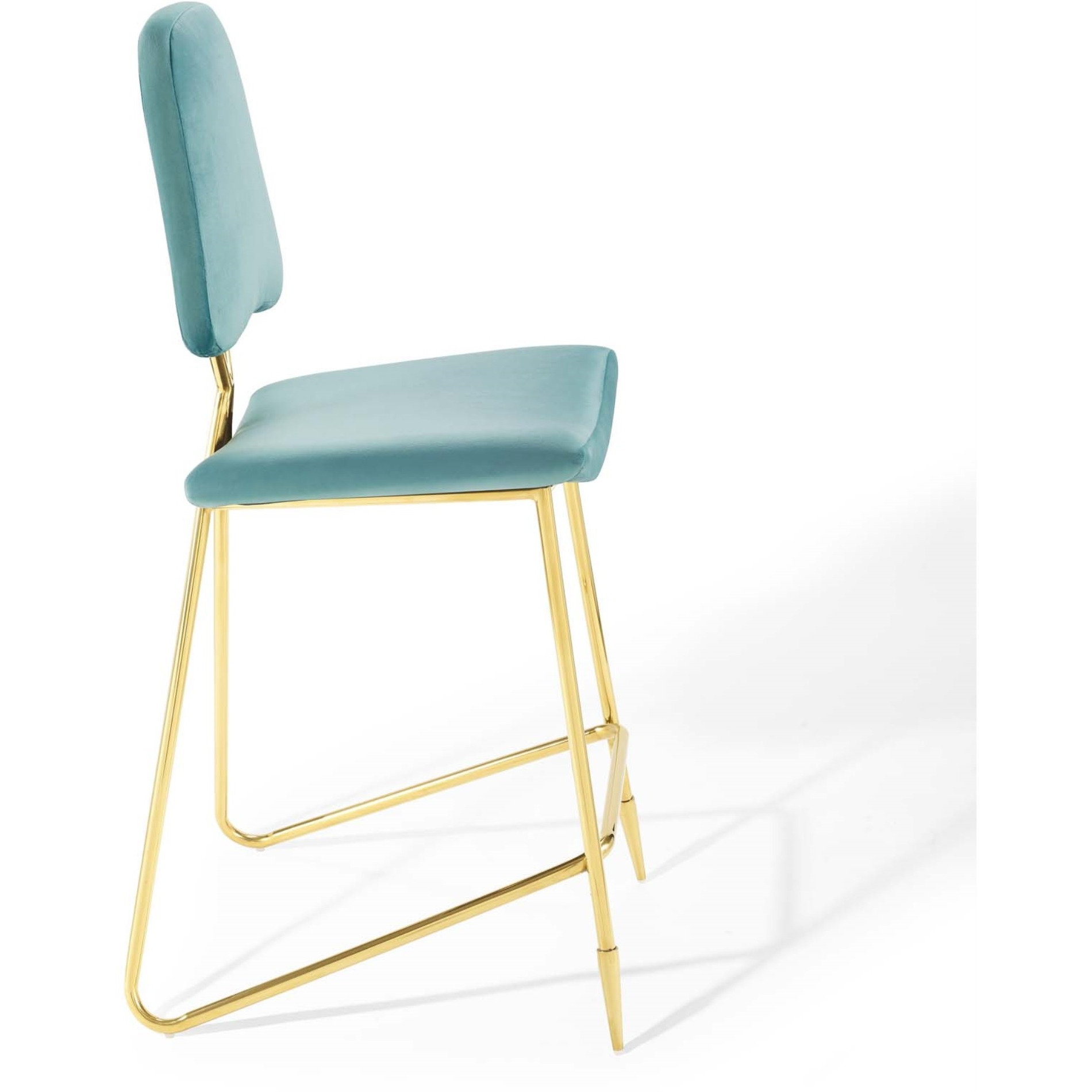 Ponder Performance Velvet Bar Stool Sea Blue
