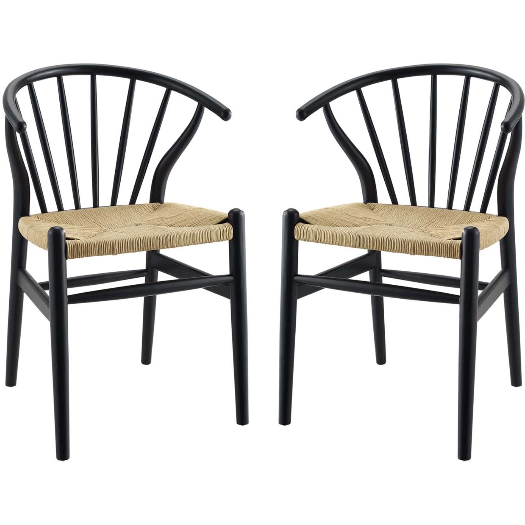 Flourish Spindle Wood Dining Side Chair Set of 2 Black