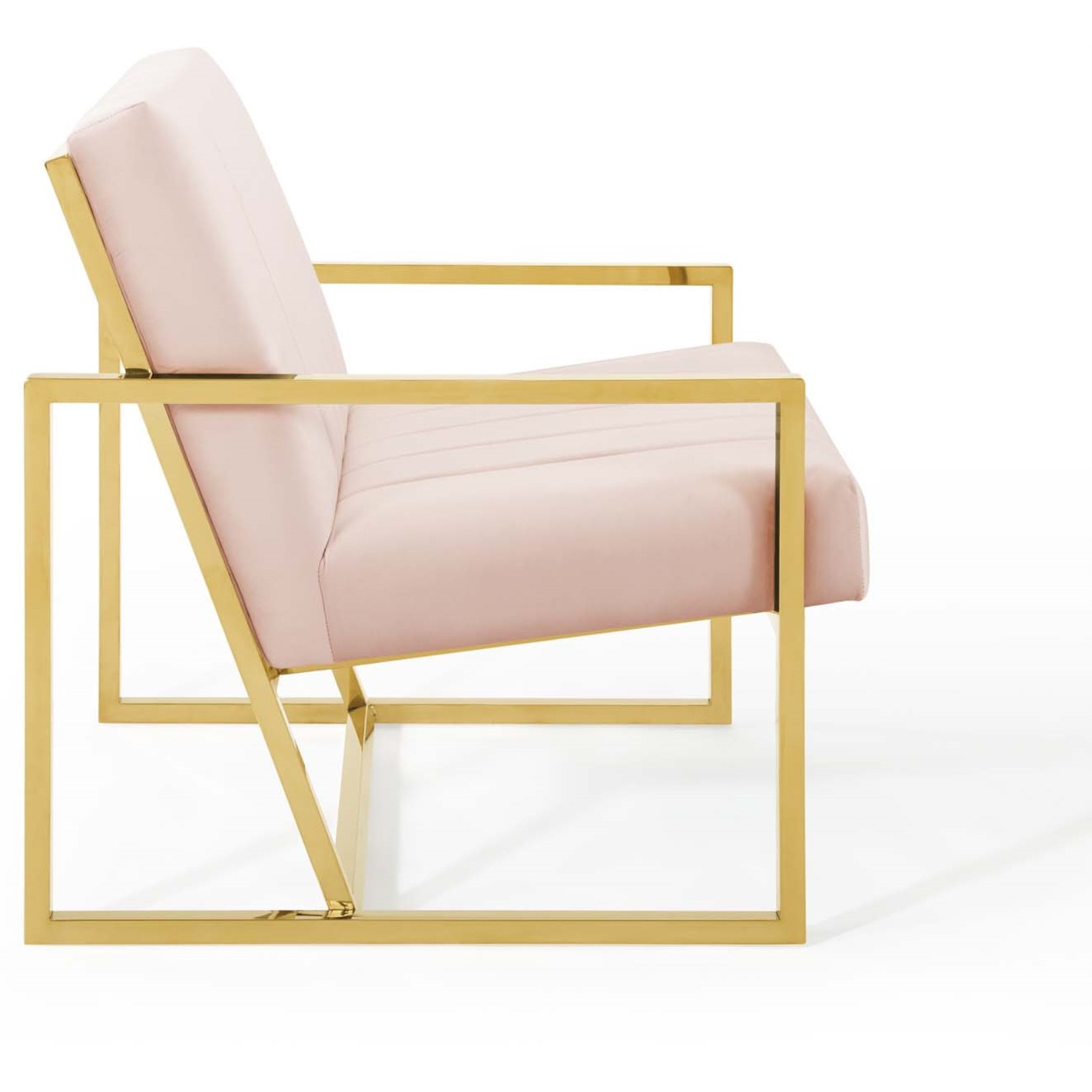 Inspire Channel Tufted Performance Velvet Armchair Pink