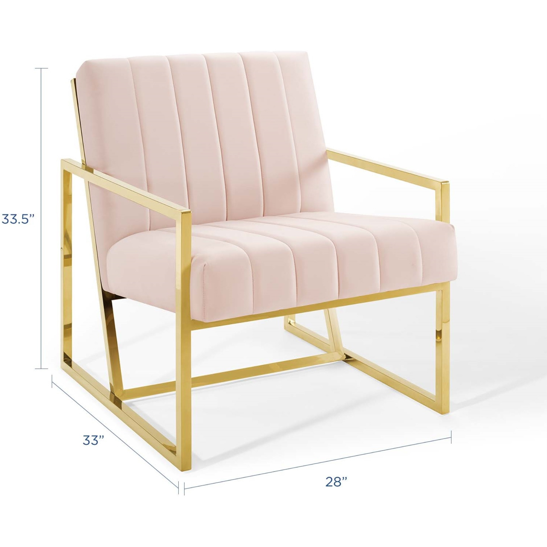Inspire Channel Tufted Performance Velvet Armchair Pink