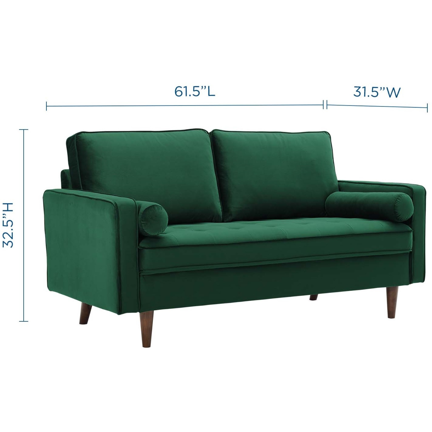 Valour Performance Velvet Loveseat Green