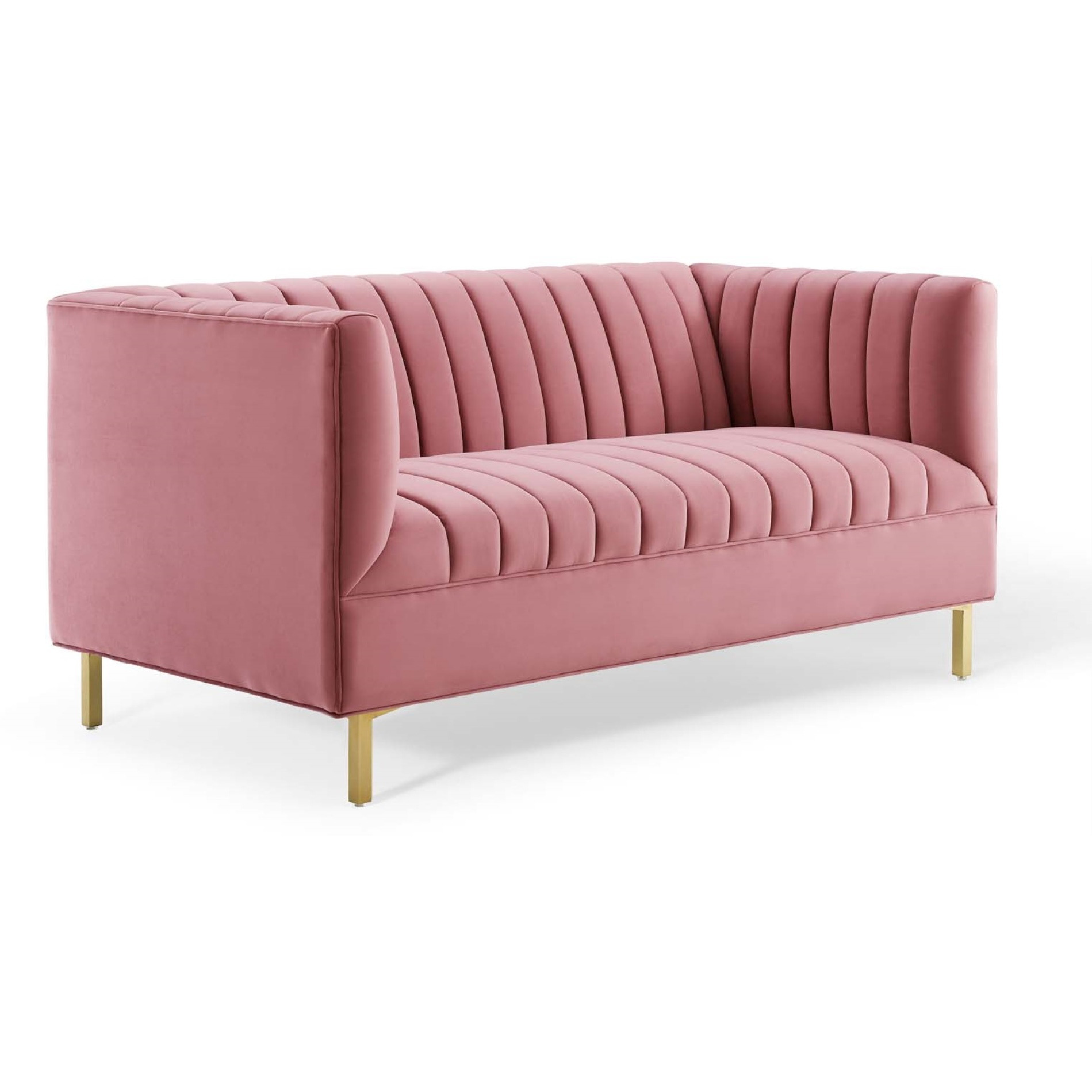 Shift Channel Tufted Performance Velvet Loveseat Dusty Rose