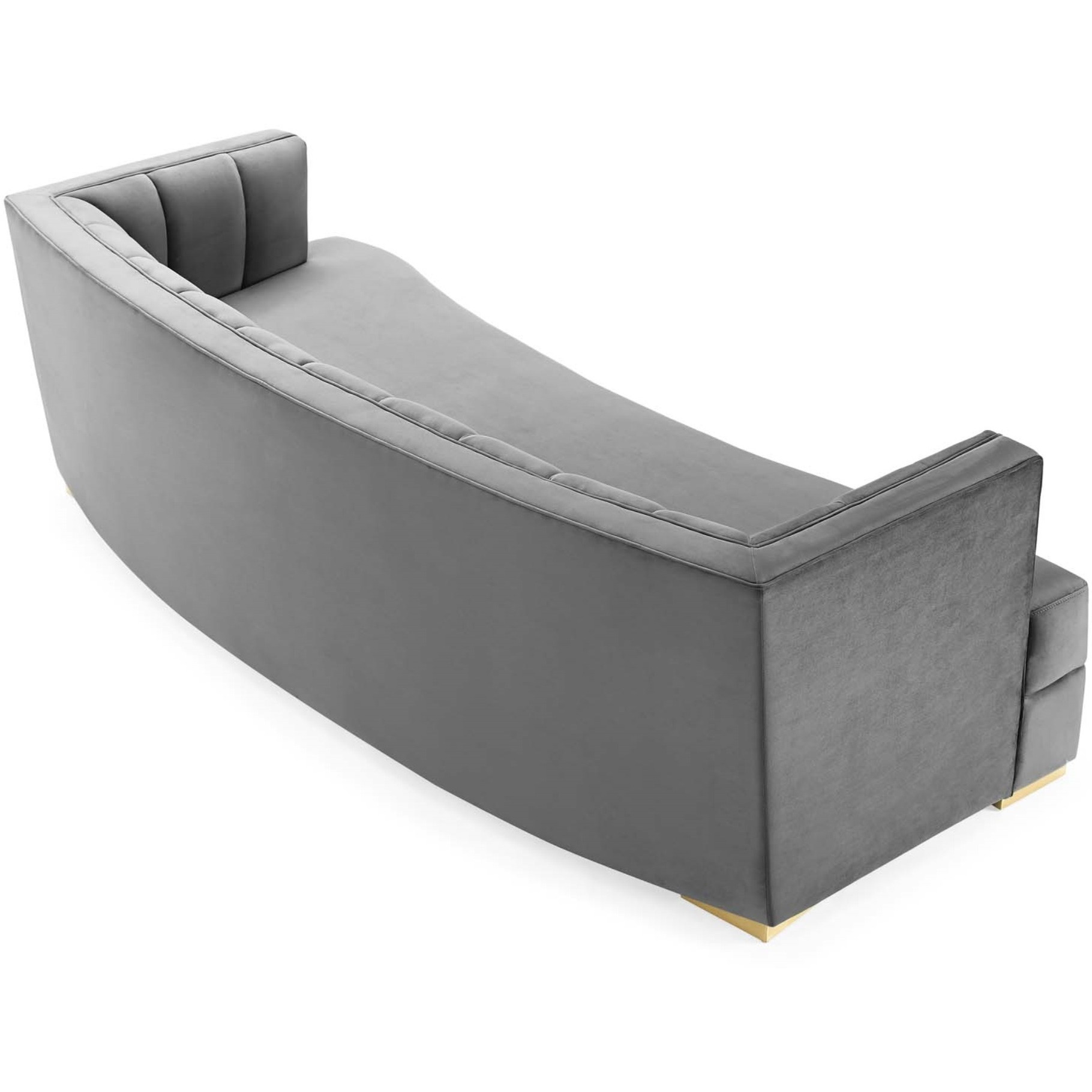 Encompass Channel Tufted Performance Velvet Curved Sofa Gray