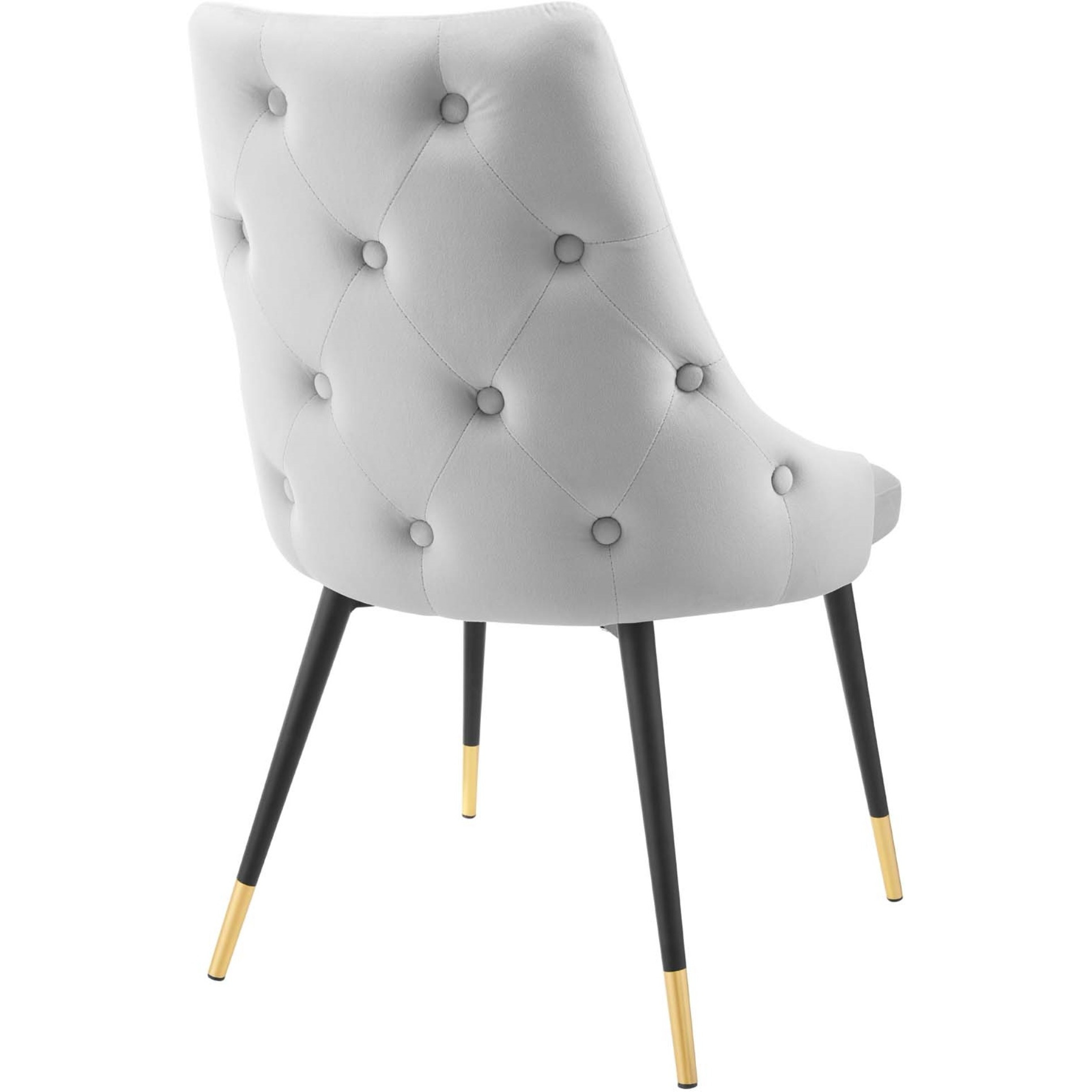 Adorn Tufted Performance Velvet Dining Side Chair Light Gray