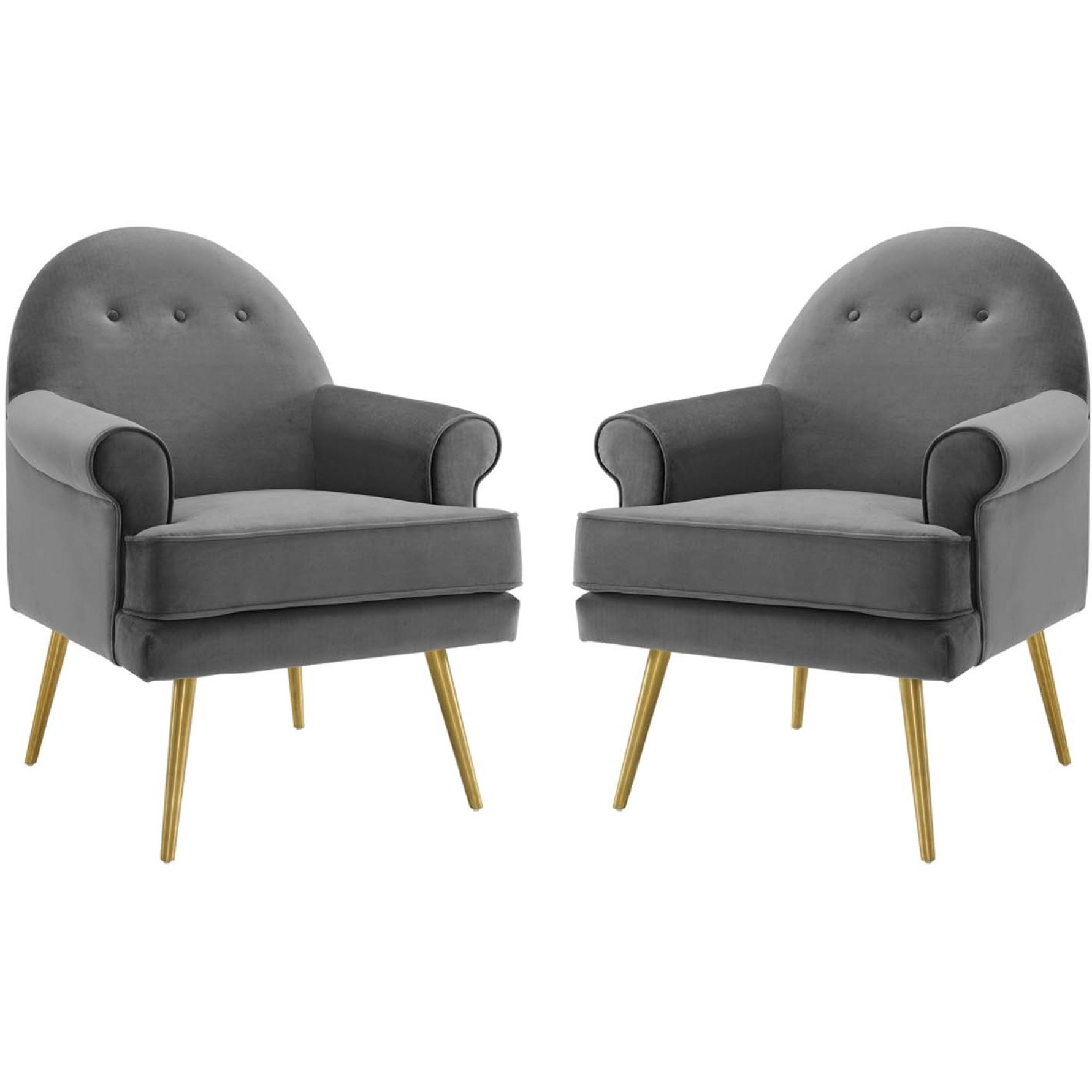 Revive Armchair Performance Velvet Set of 2 Gray