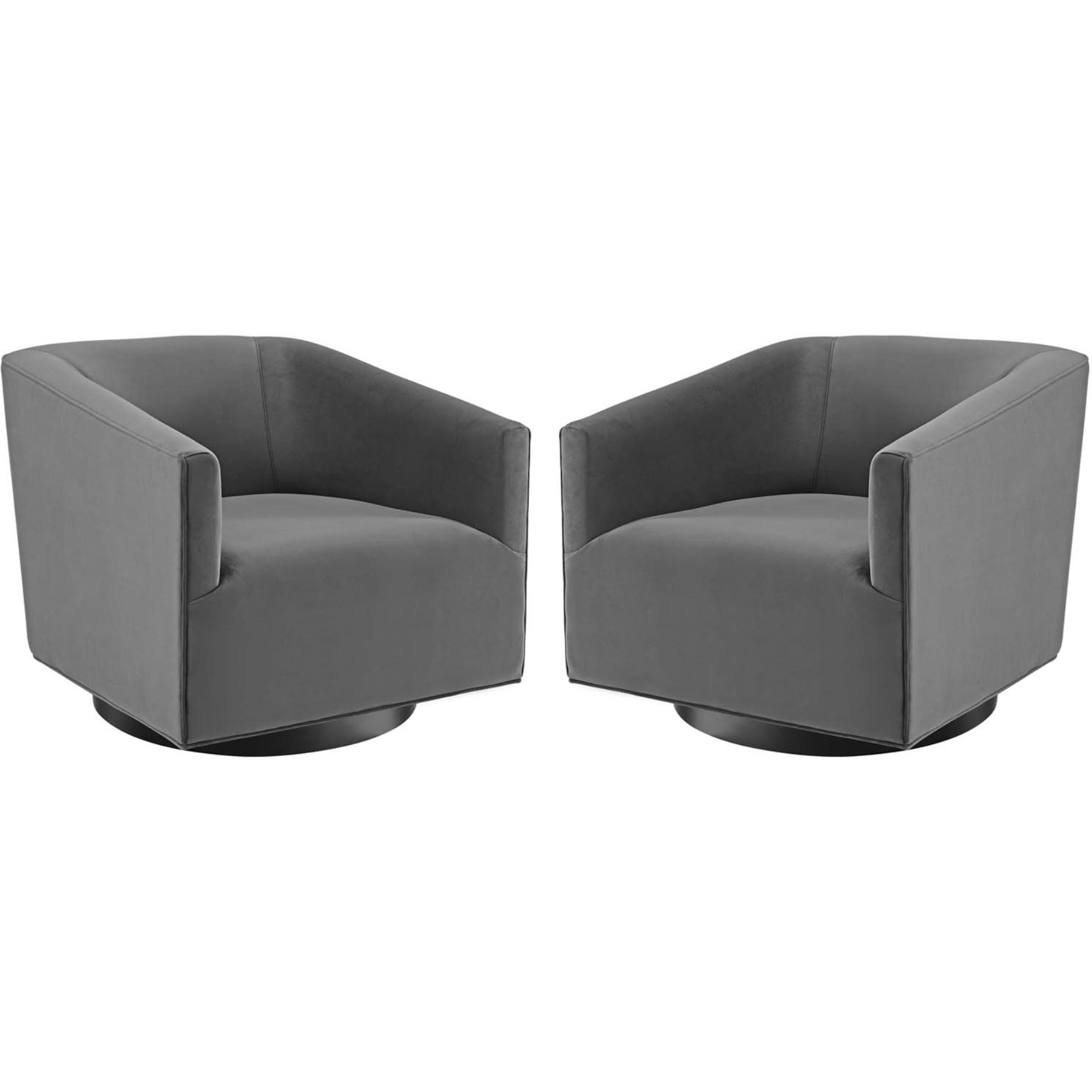 Twist Swivel Chair Performance Velvet Set of 2 Gray