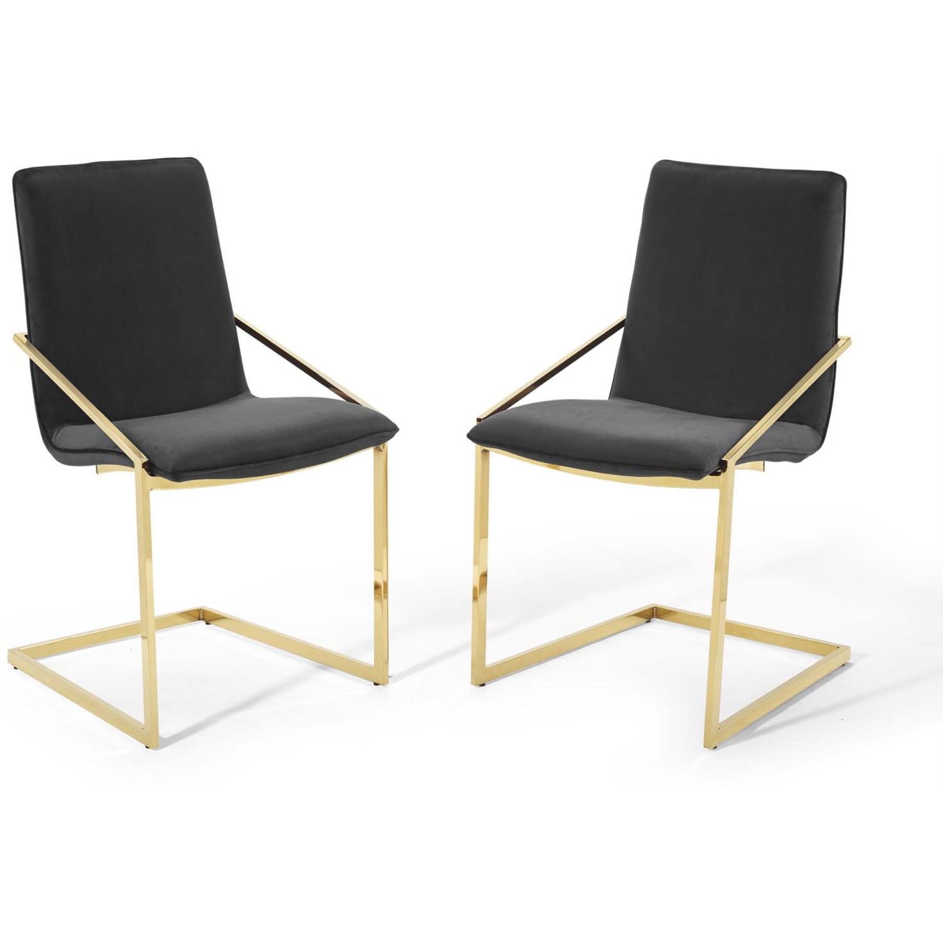 Pitch Dining Armchair Performance Velvet Set of 2 Gold Black
