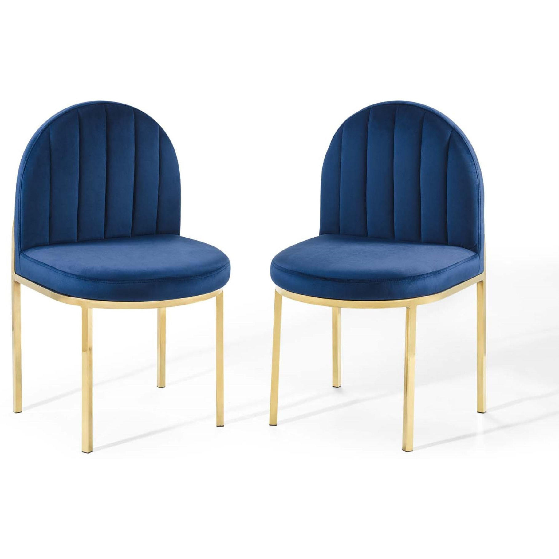 Isla Dining Side Chair Performance Velvet Set of 2 Gold Navy