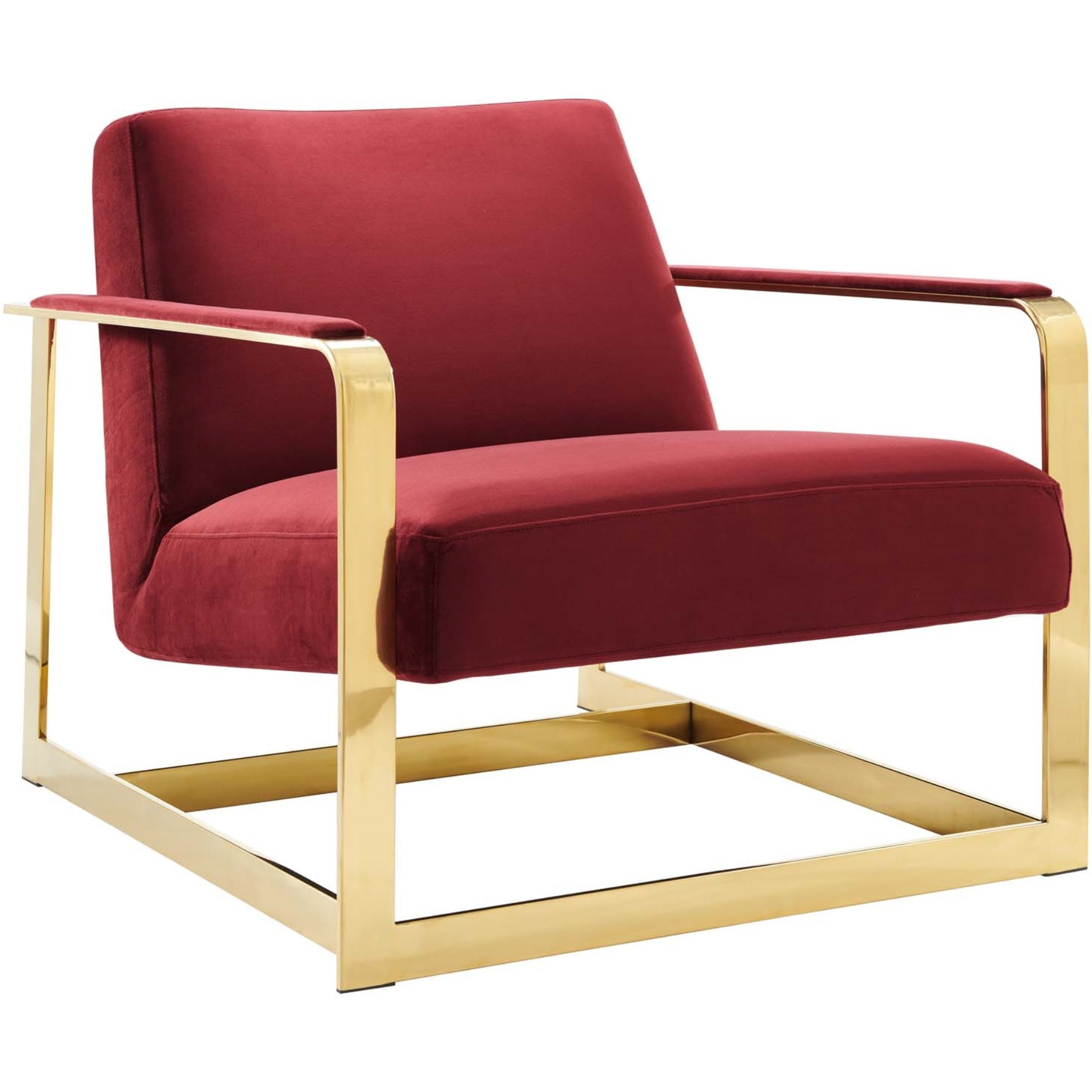 Seg Performance Velvet Accent Chair Gold Maroon
