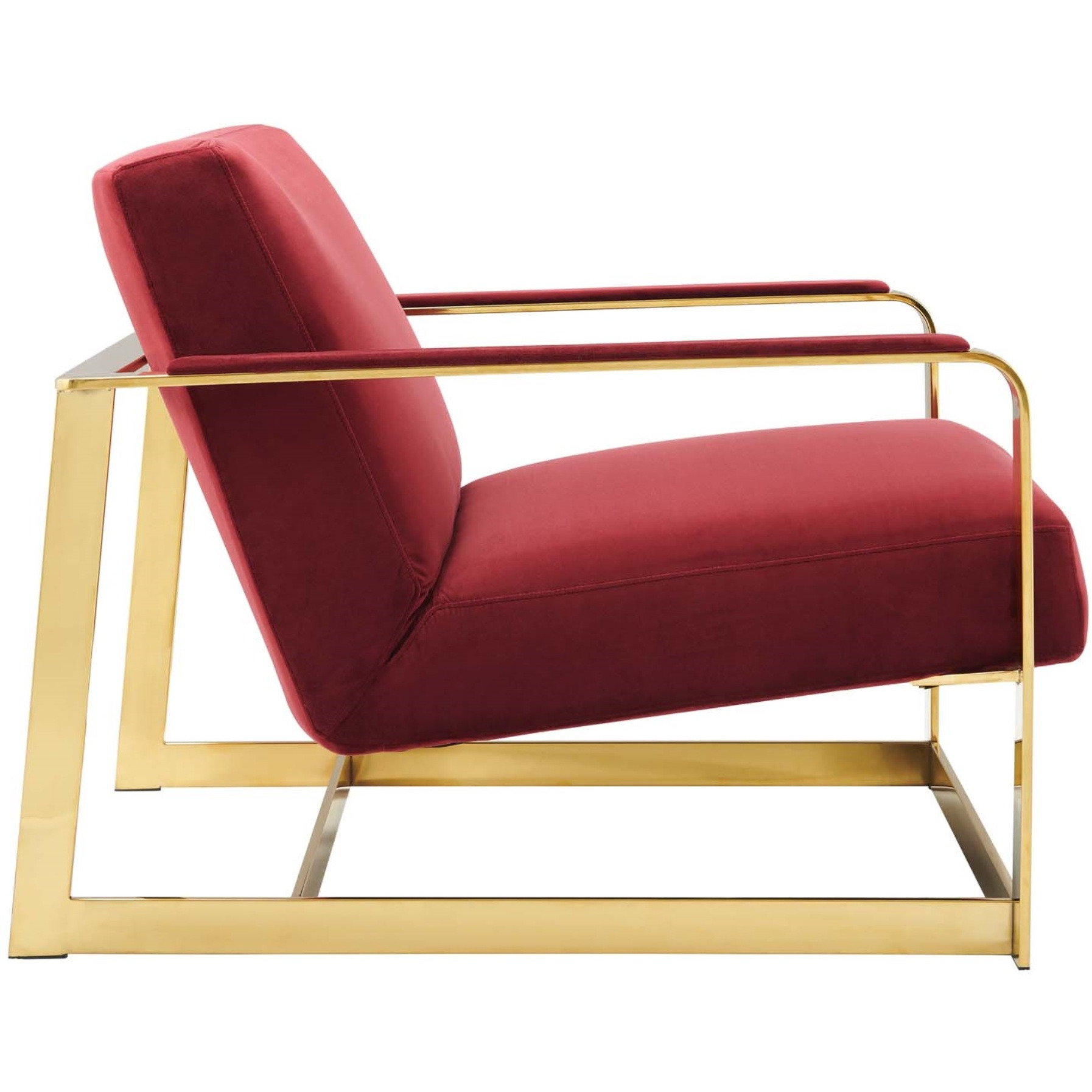 Seg Performance Velvet Accent Chair Gold Maroon
