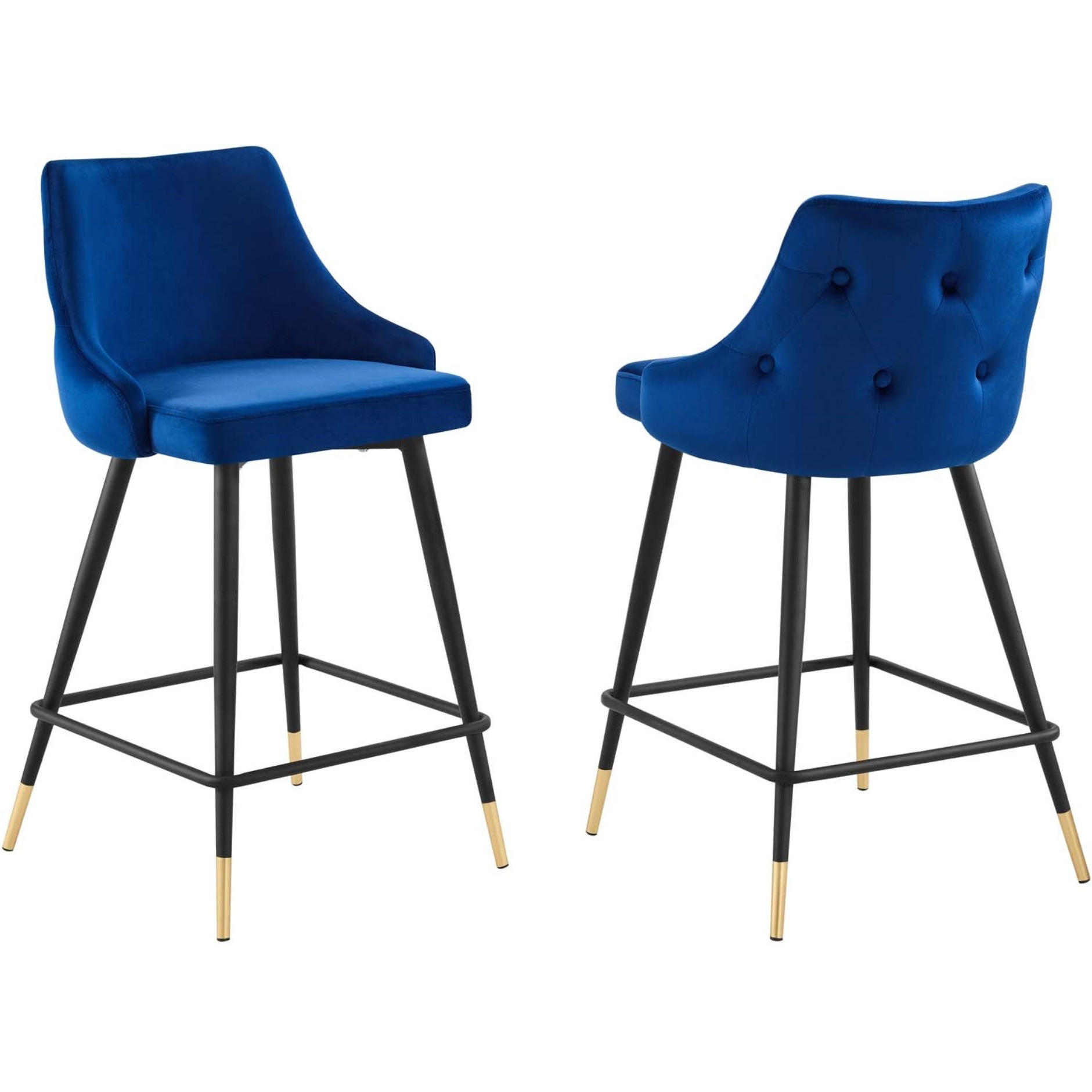 Adorn Performance Velvet Counter Stool Set of 2 Navy
