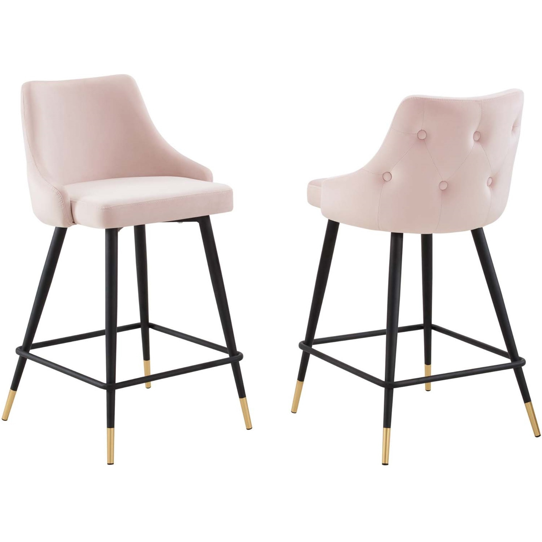 Adorn Performance Velvet Counter Stool Set of 2 Pink