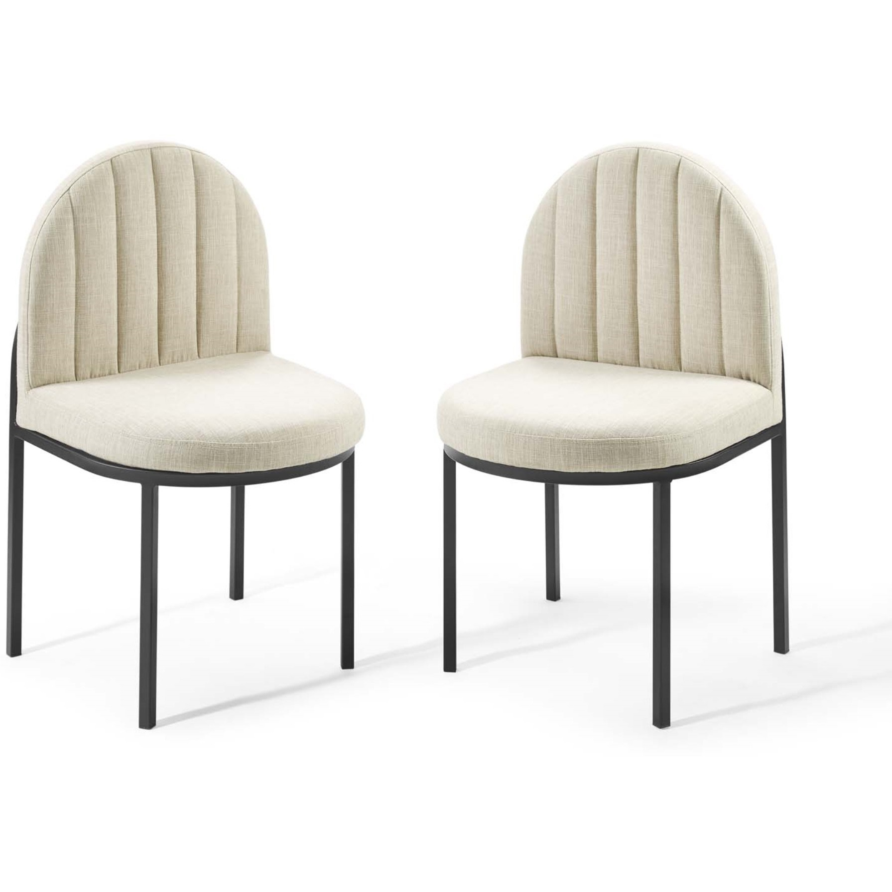 Isla Dining Side Chair Upholstered Fabric Set of 2 Black Beige