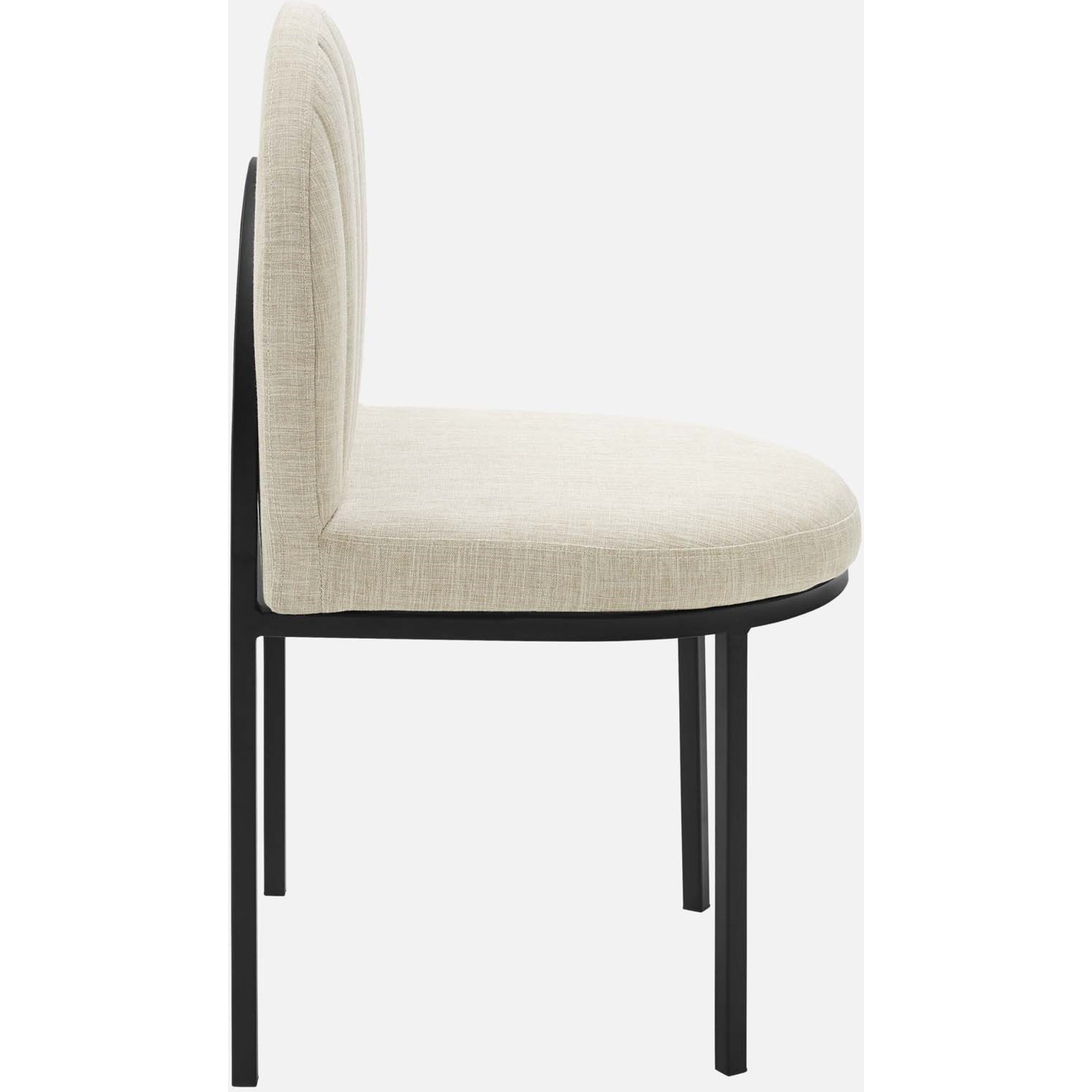 Isla Dining Side Chair Upholstered Fabric Set of 2 Black Beige